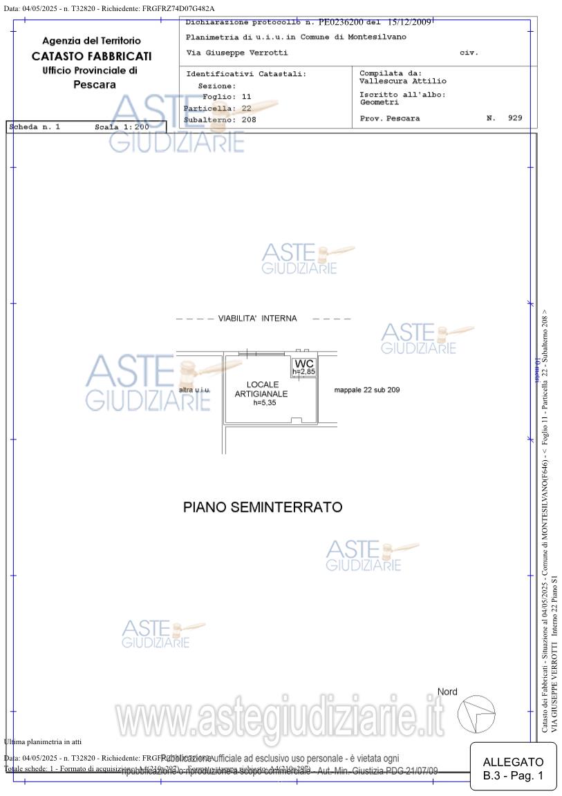 Planimetria del bene