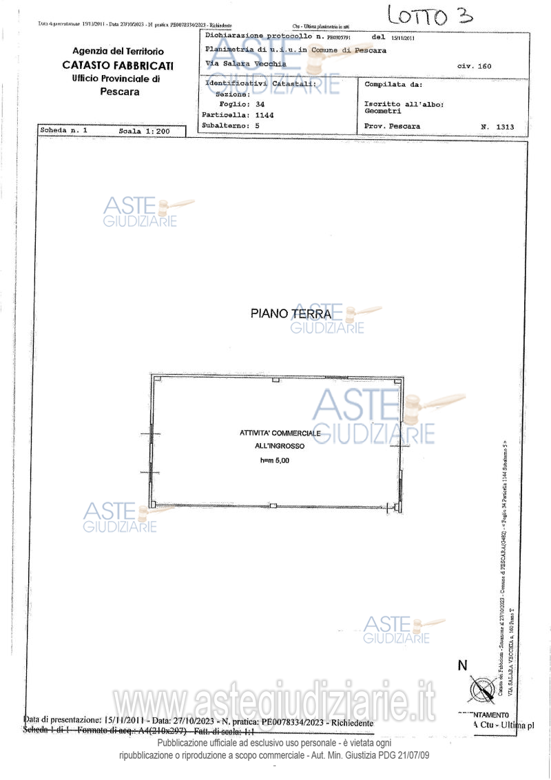 Planimetria del bene