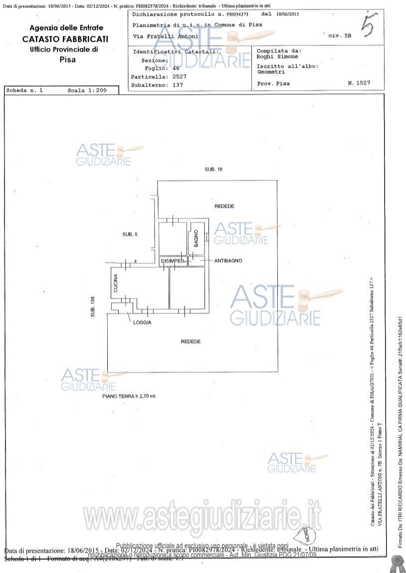Planimetria del bene