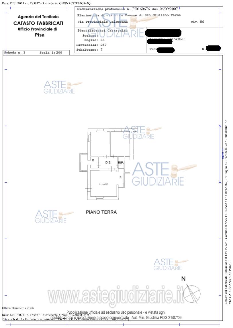 Planimetria del bene