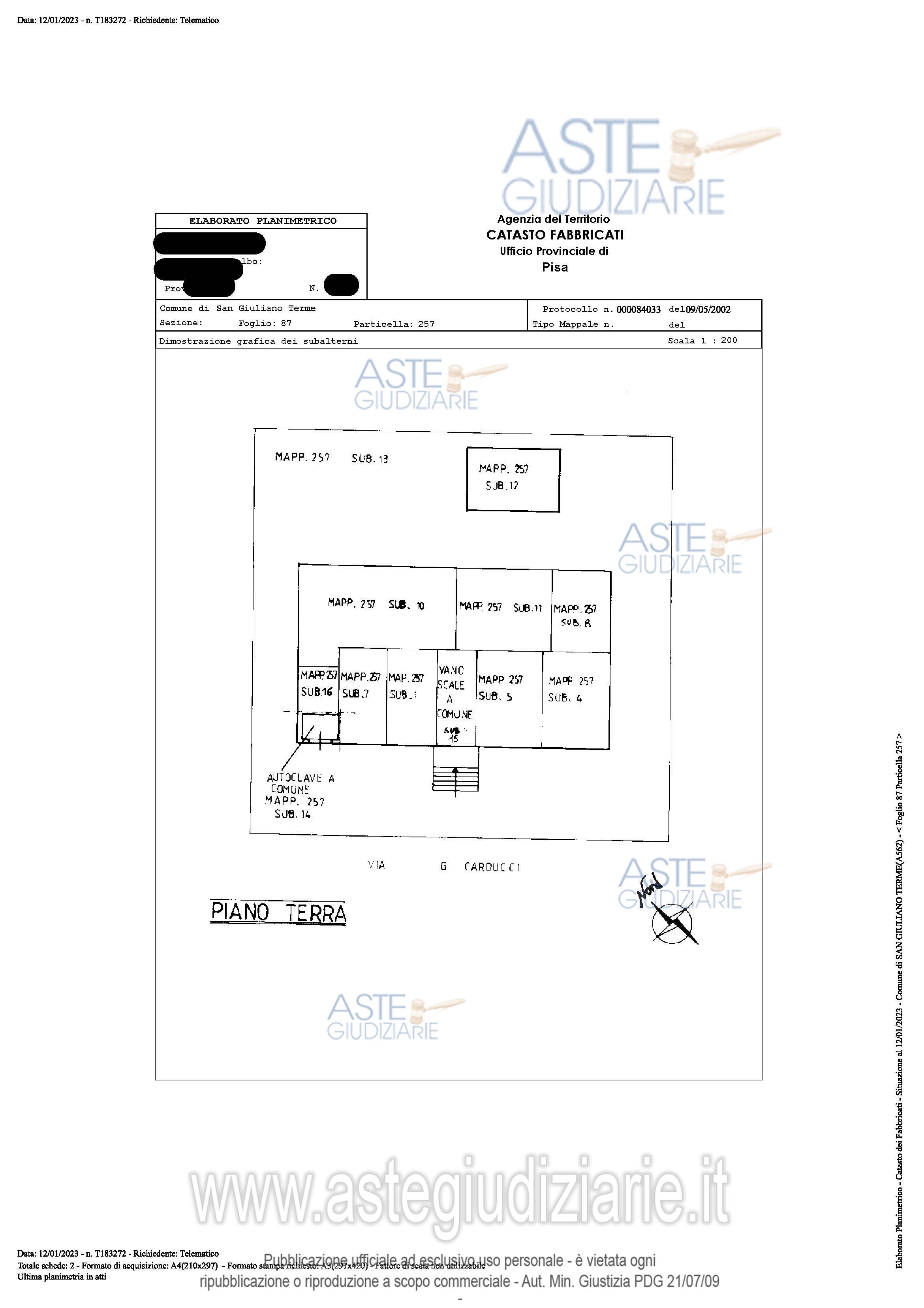 Planimetria del bene