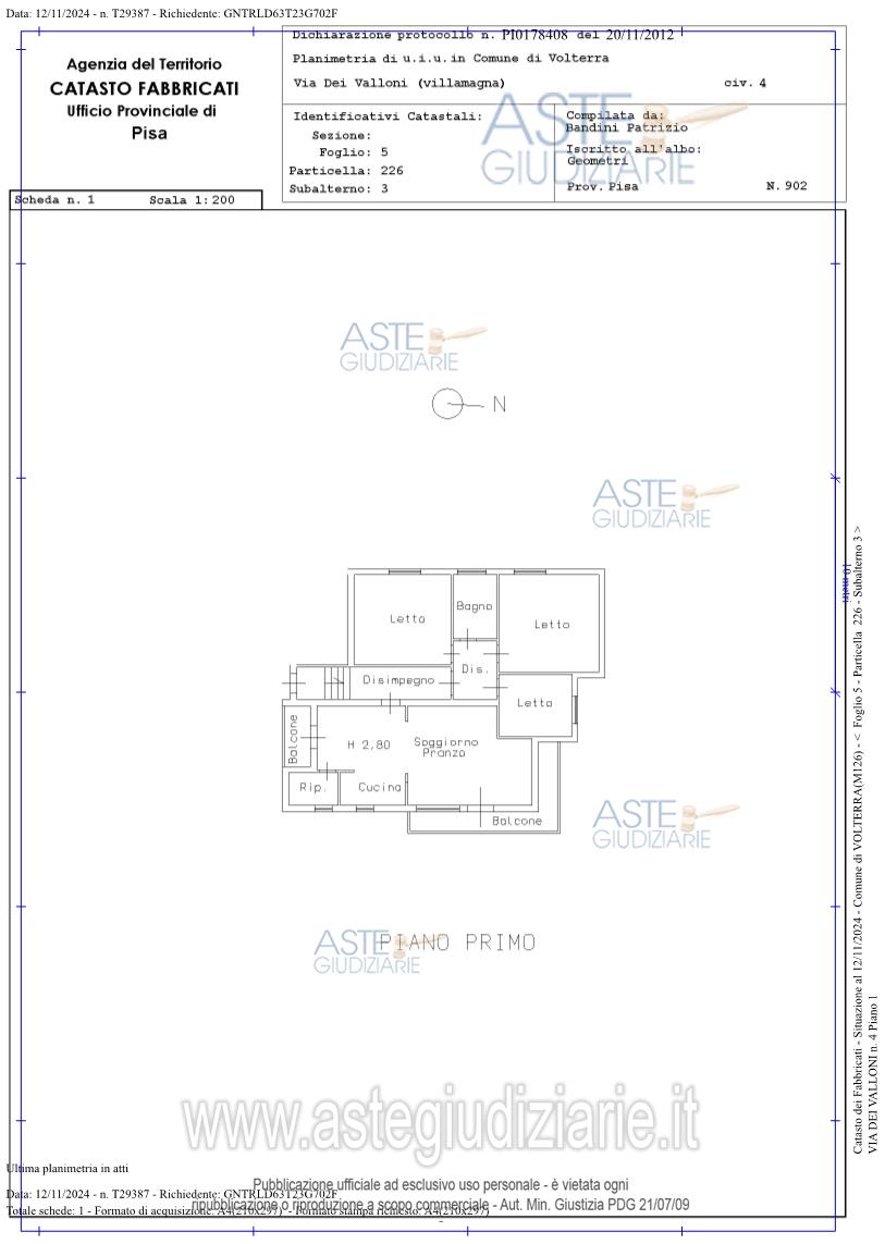 Planimetria del bene