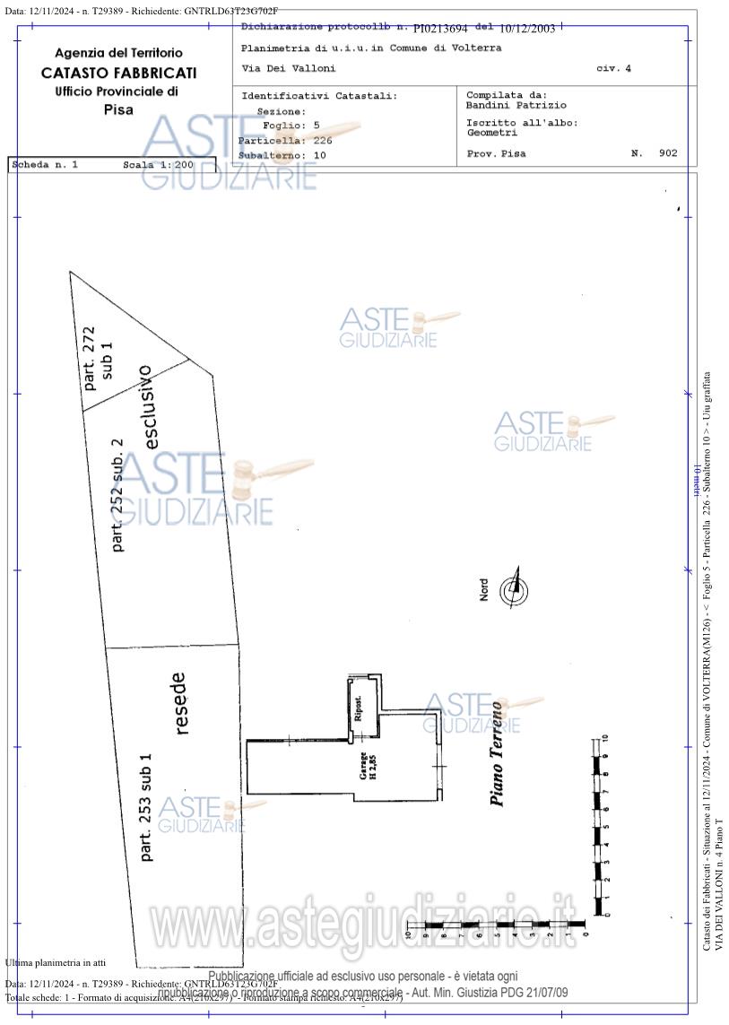 Planimetria del bene