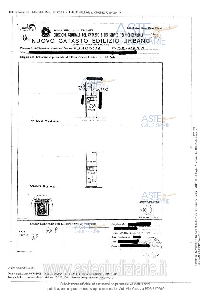Planimetria del bene