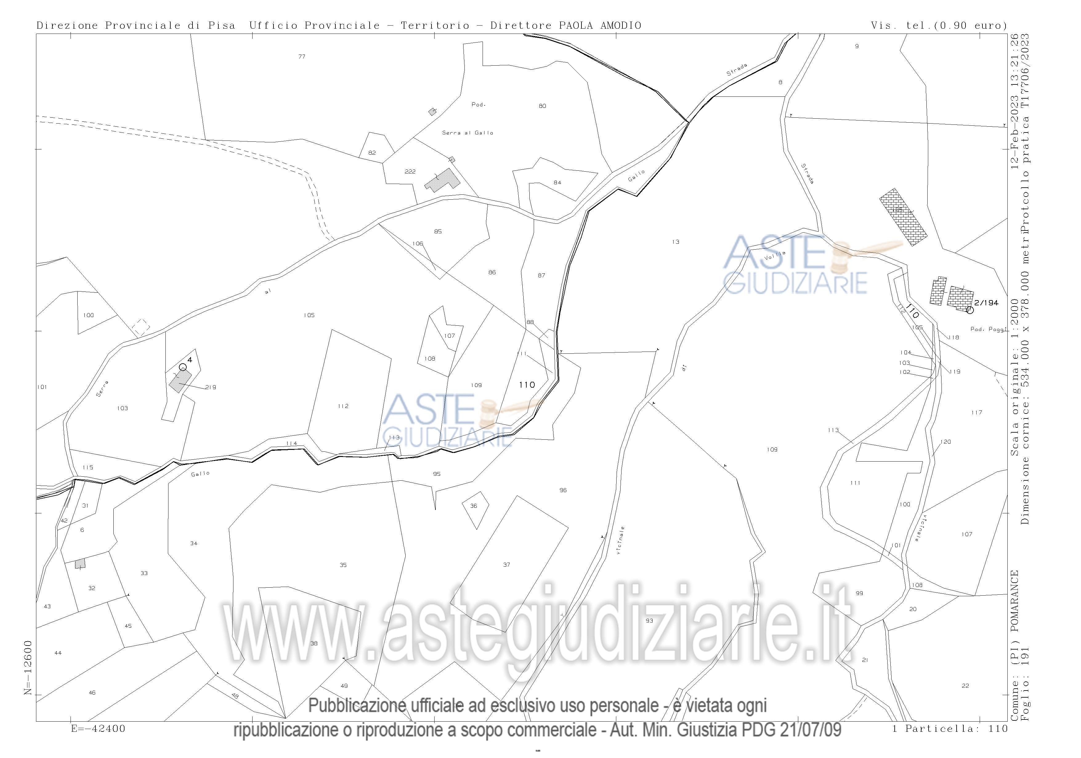 Planimetria del bene