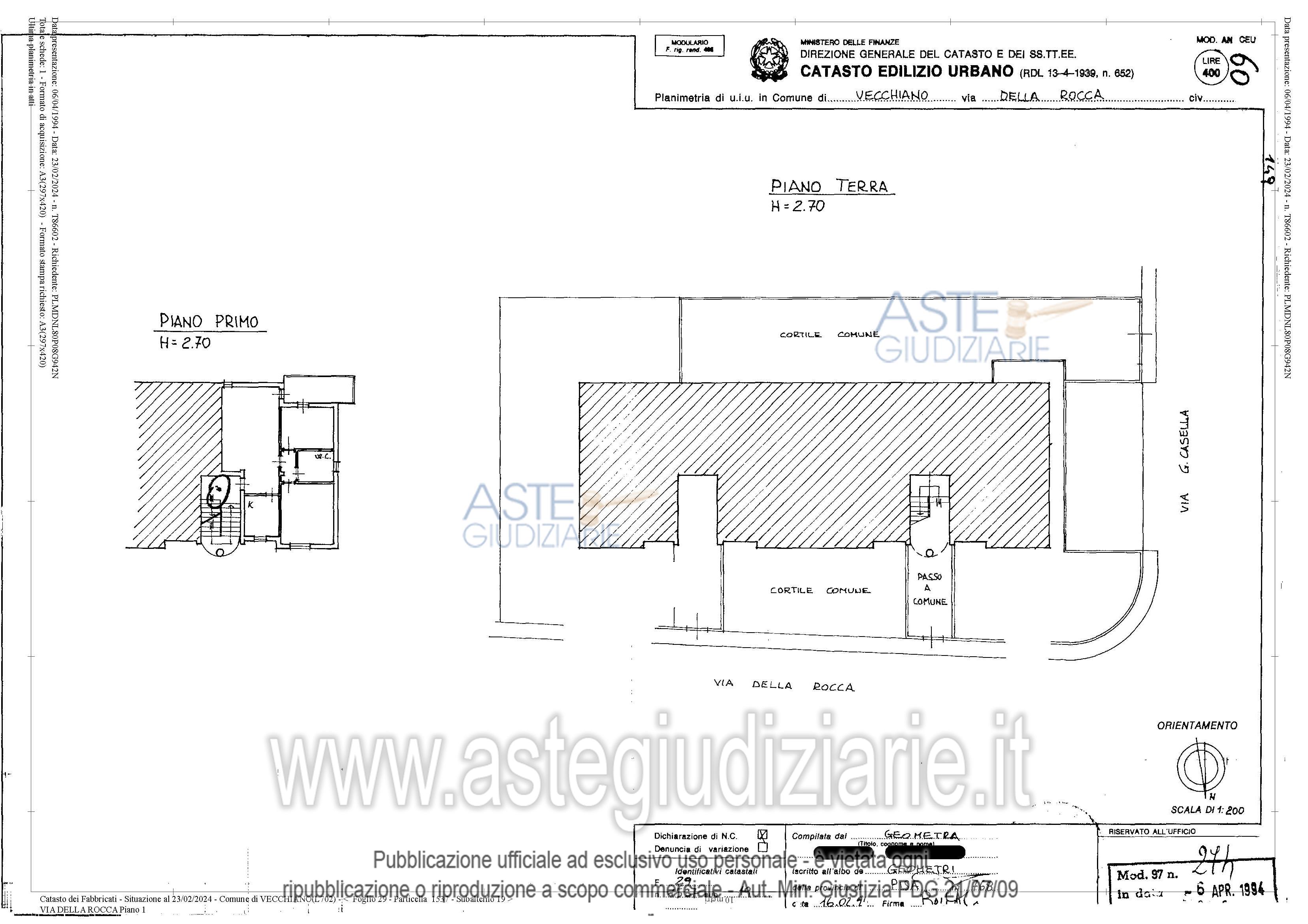 Planimetria del bene