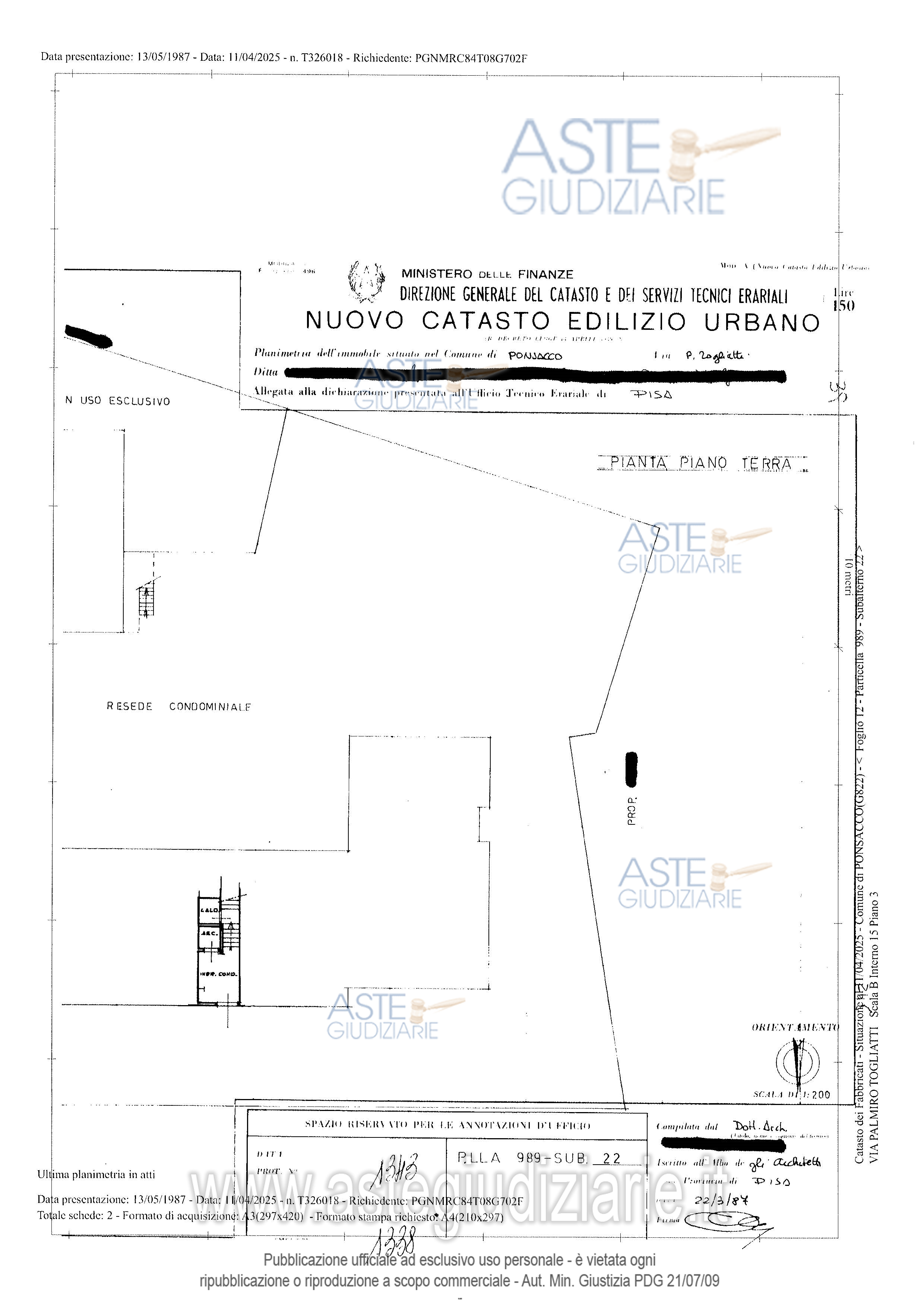 Planimetria del bene