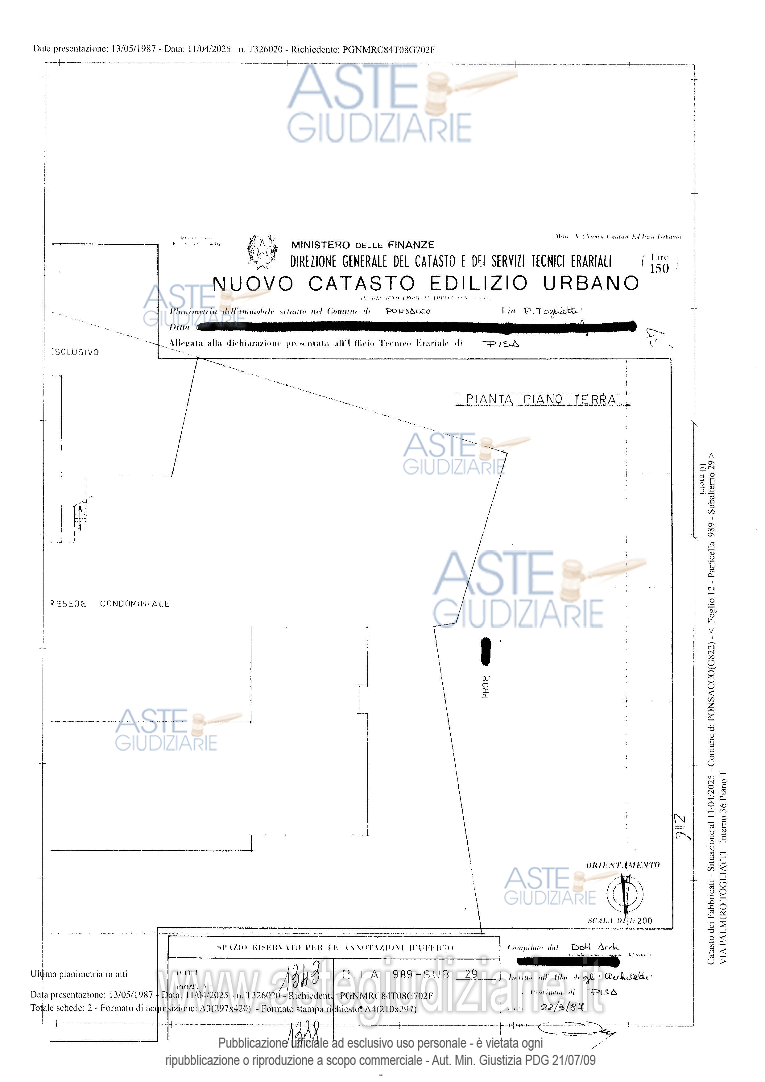 Planimetria del bene