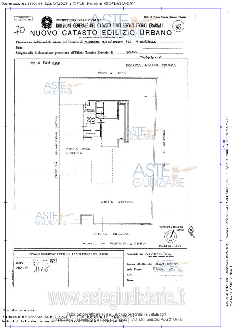 Planimetria del bene