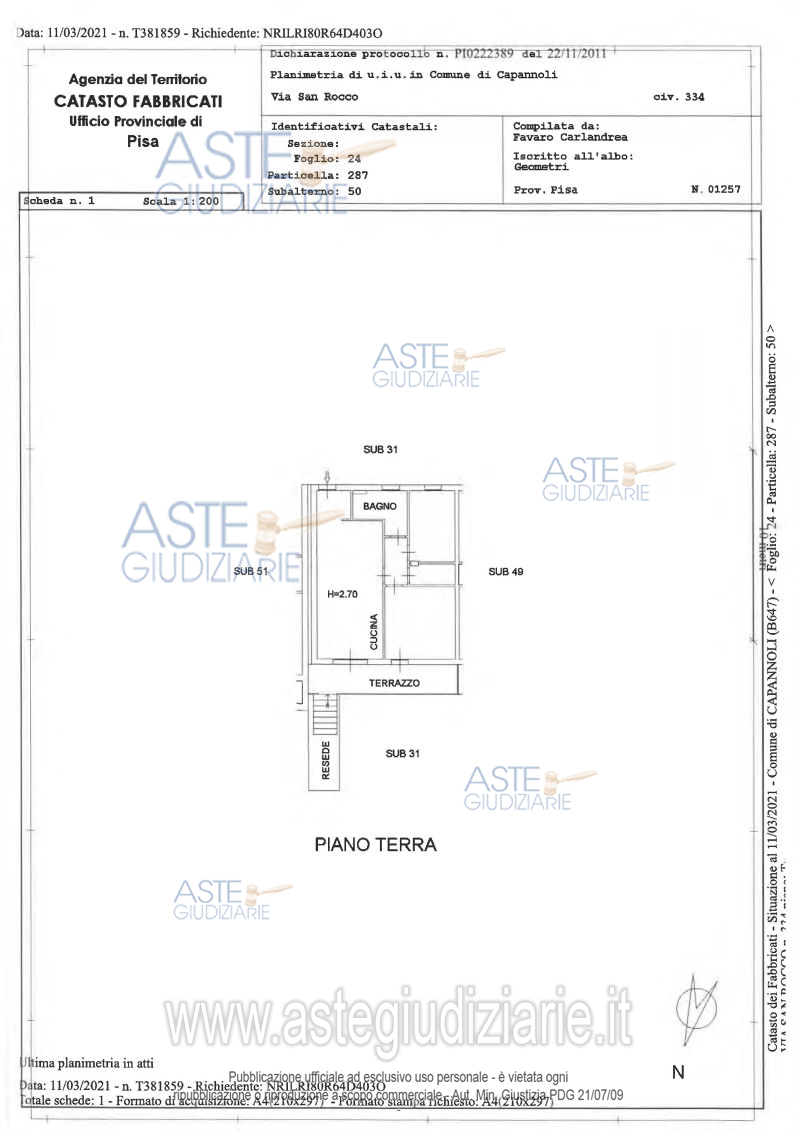 Planimetria del bene