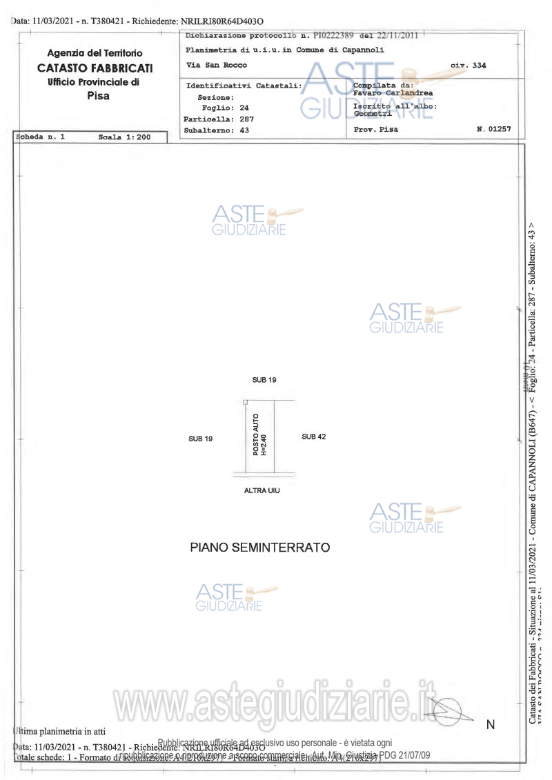 Planimetria del bene