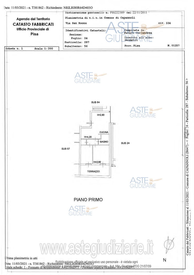 Planimetria del bene