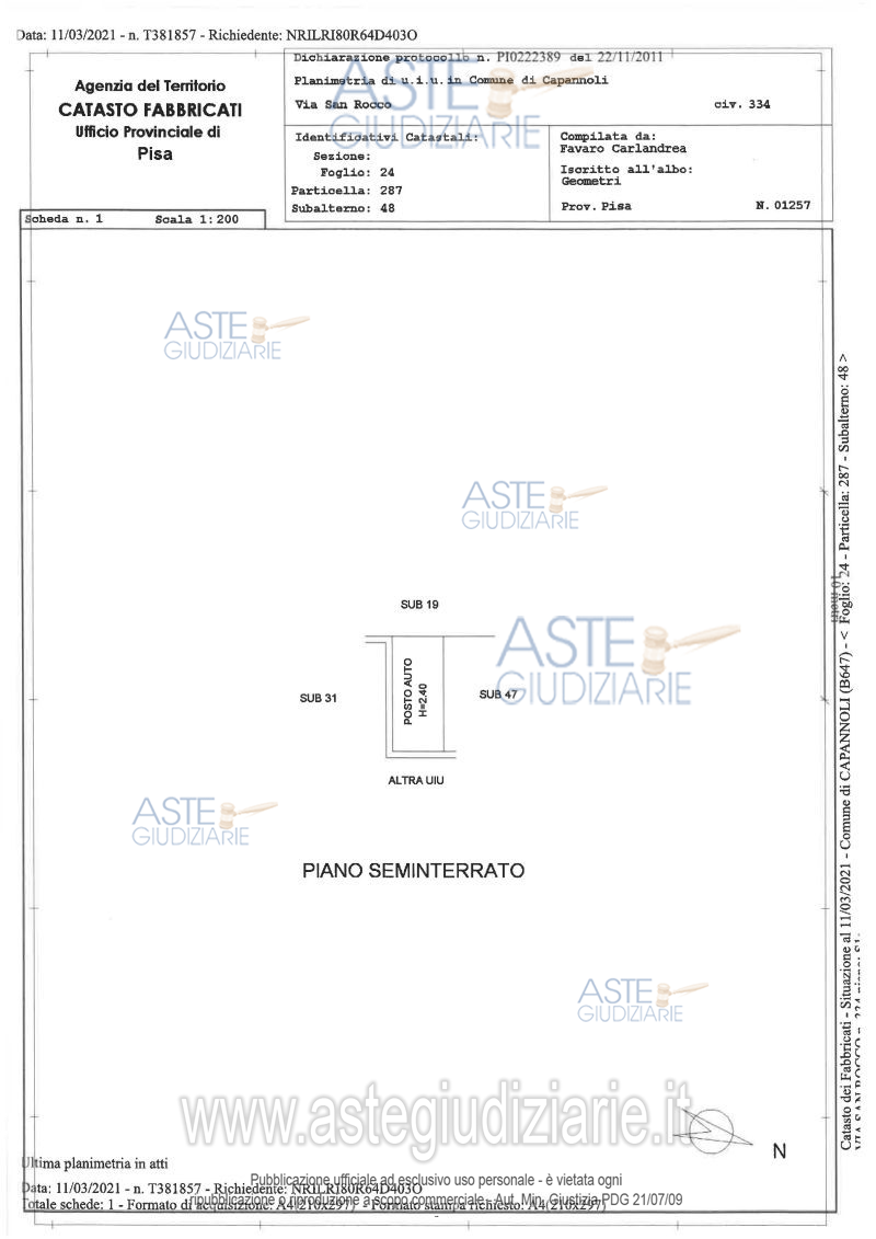 Planimetria del bene