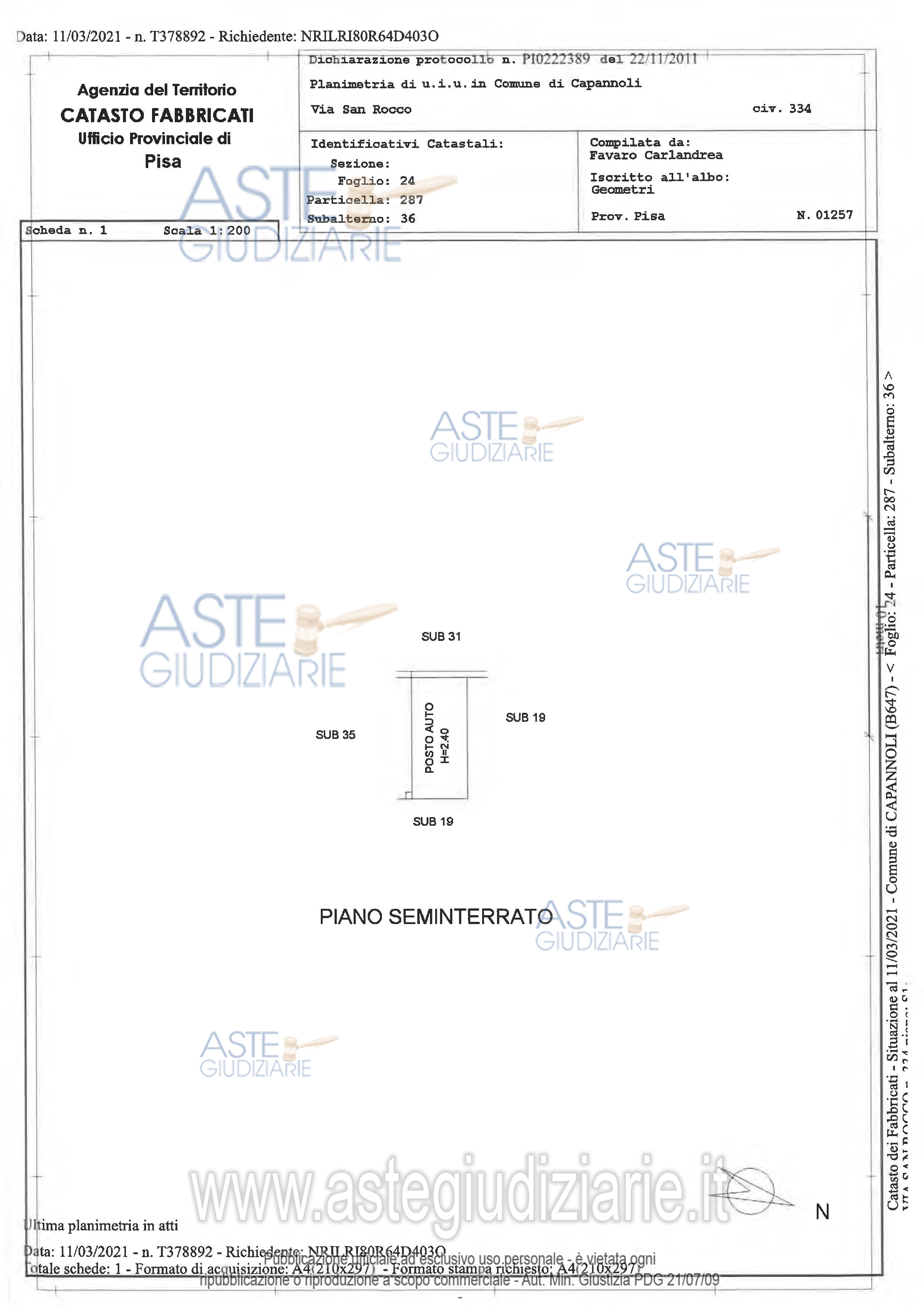 Planimetria del bene