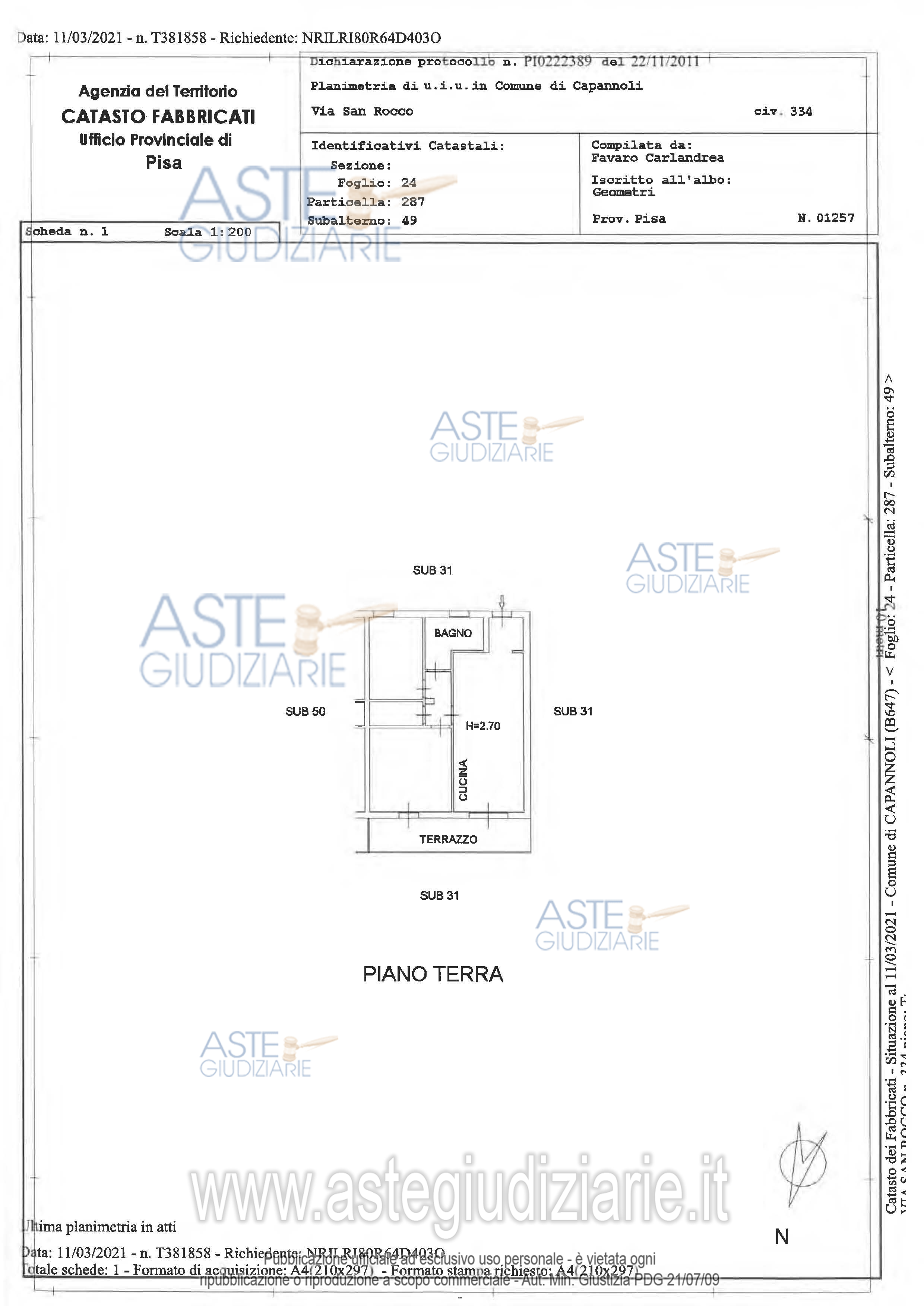 Planimetria del bene