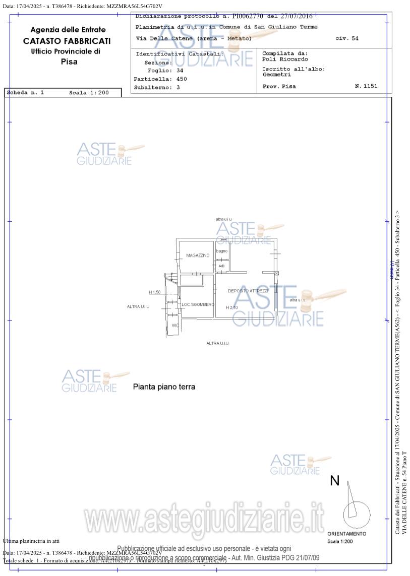 Planimetria del bene