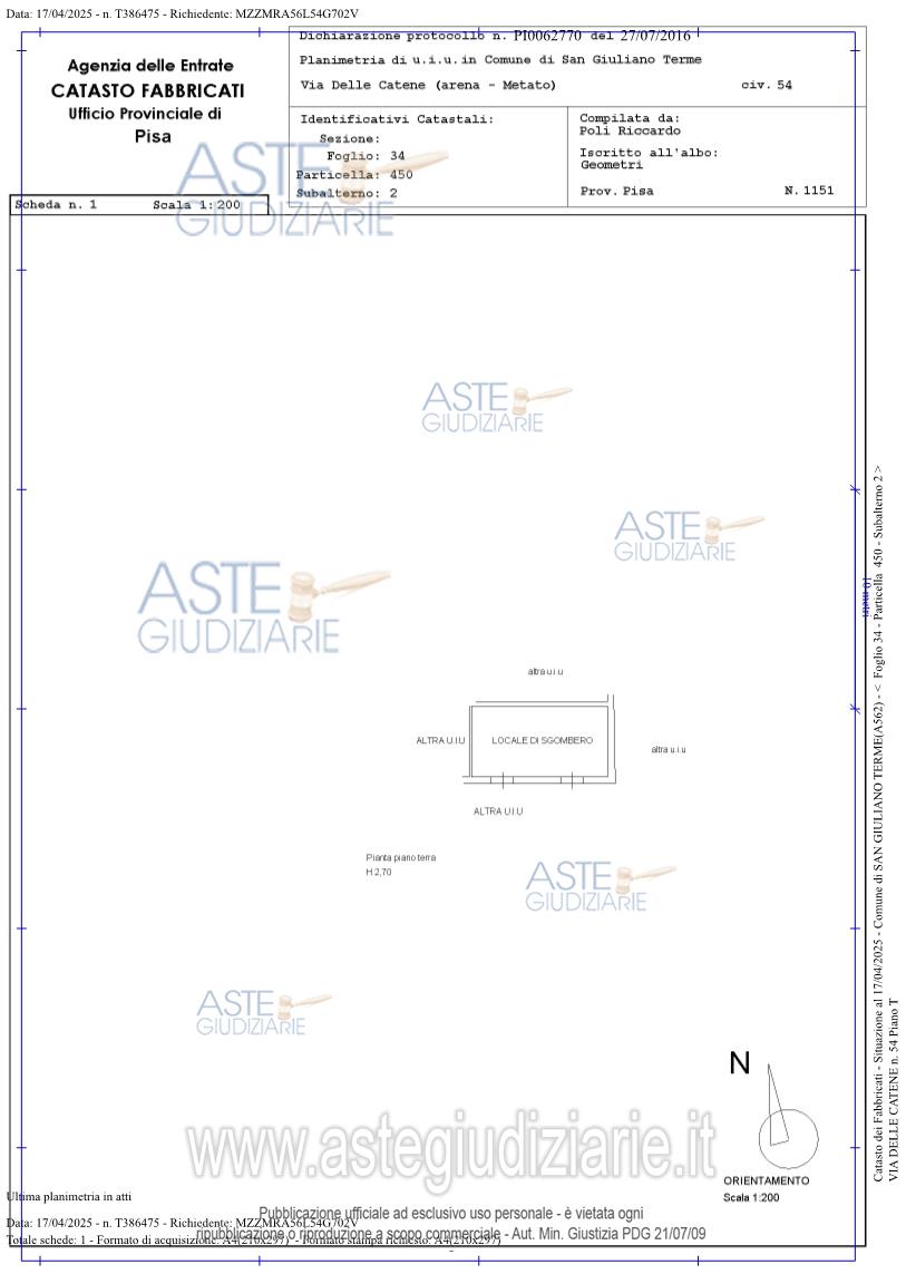 Planimetria del bene