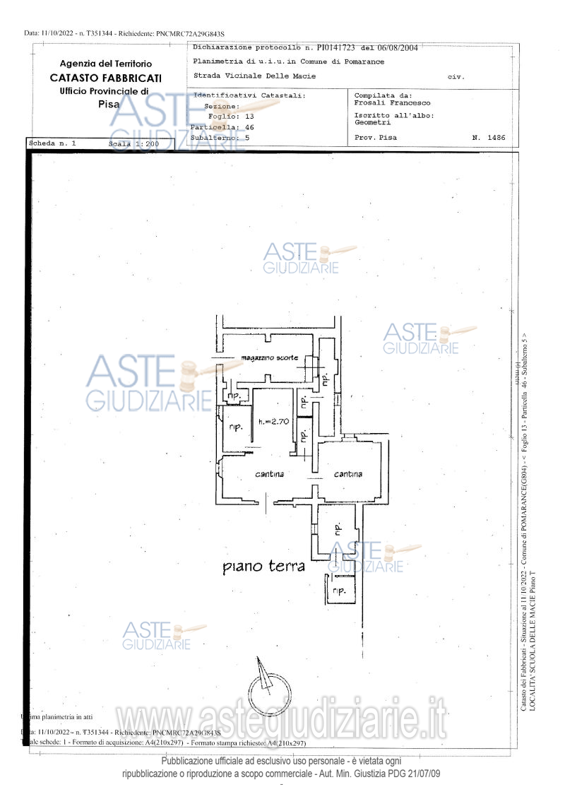 Planimetria del bene