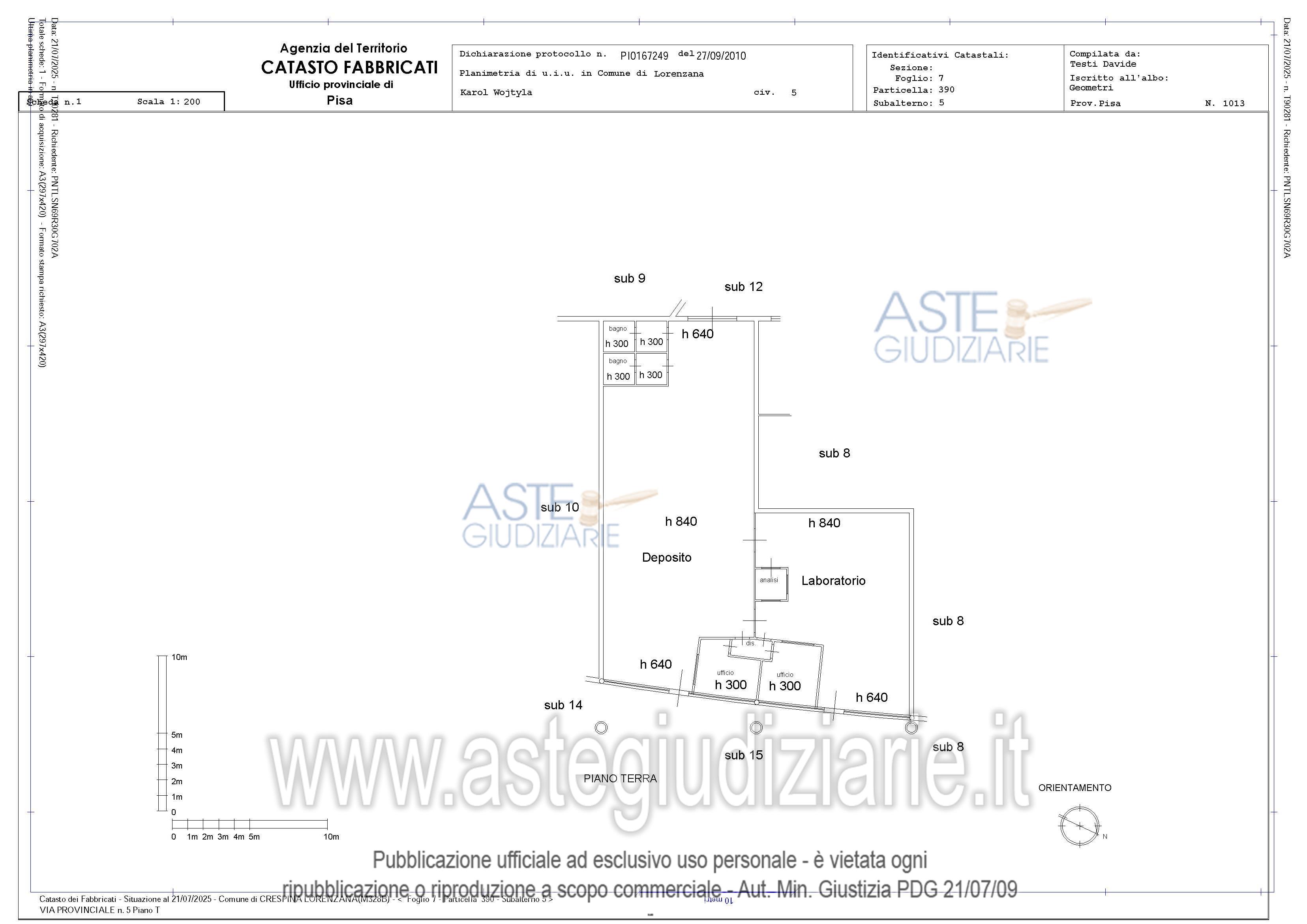 Planimetria del bene