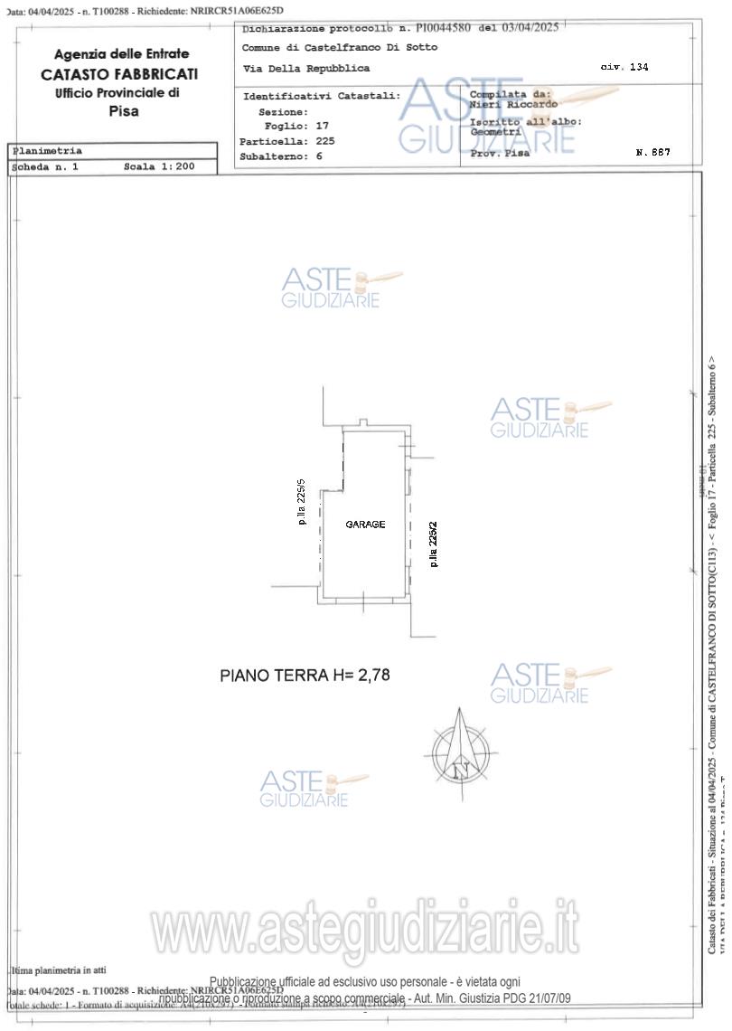 Planimetria del bene