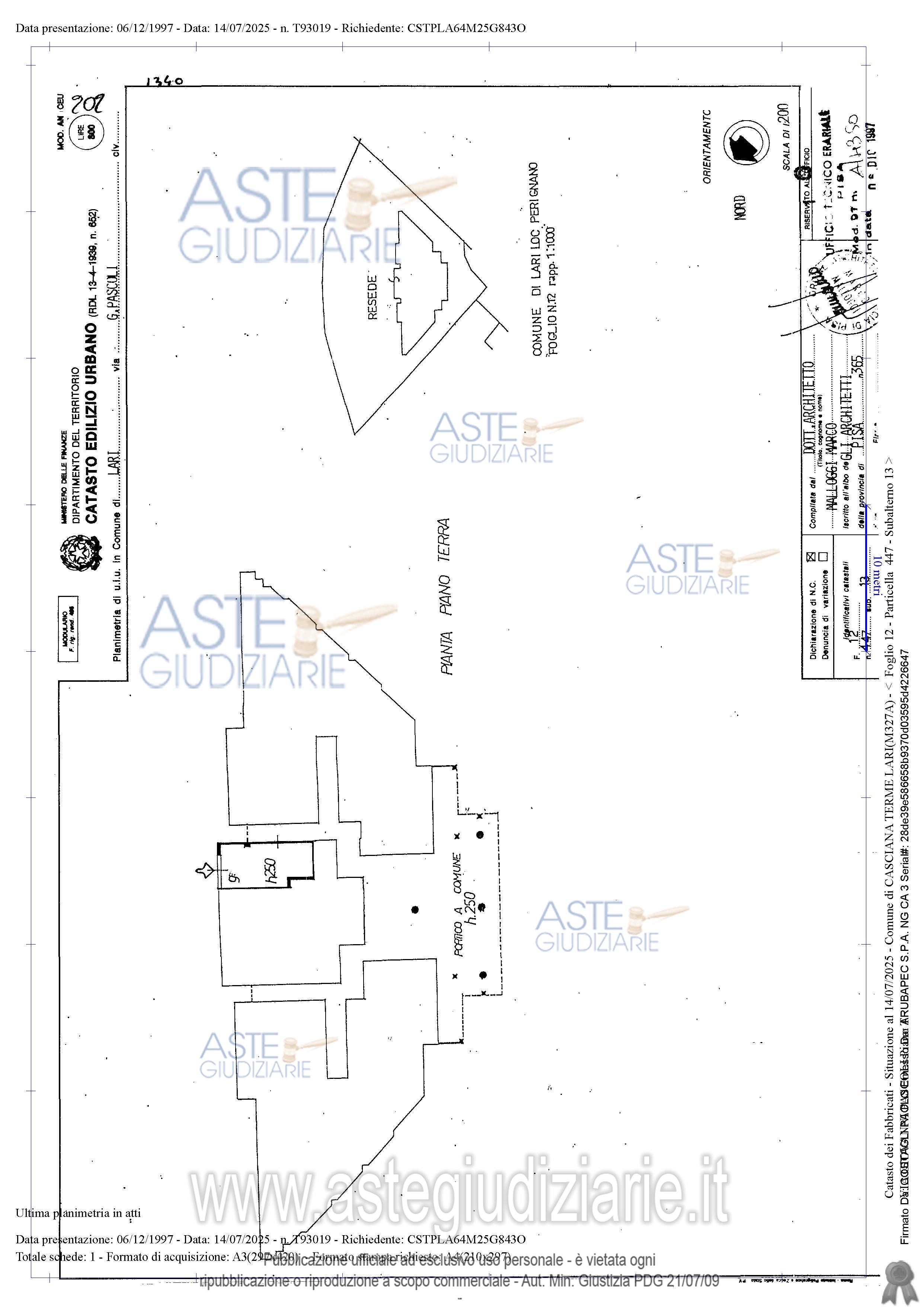 Planimetria del bene