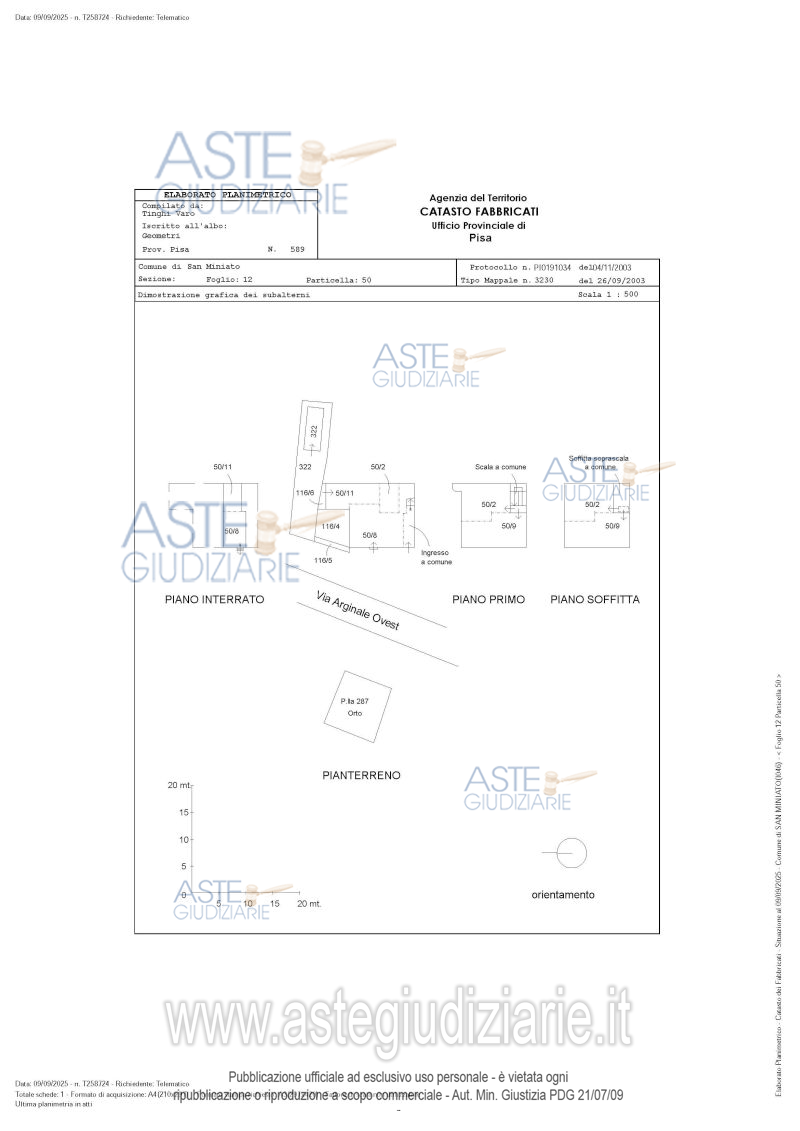 Planimetria del bene