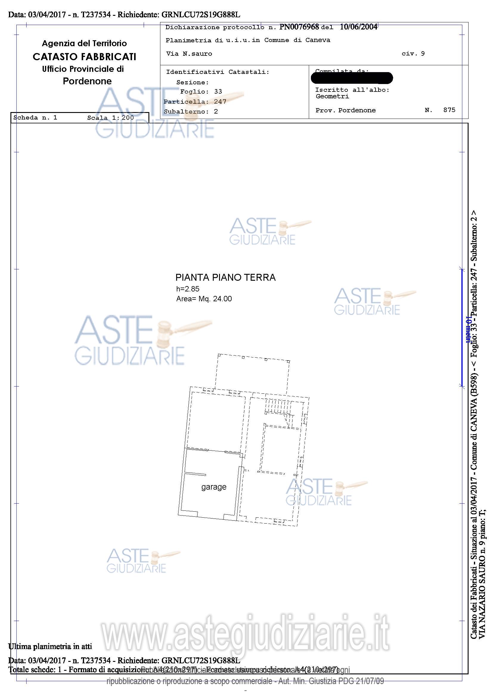 Planimetria del bene