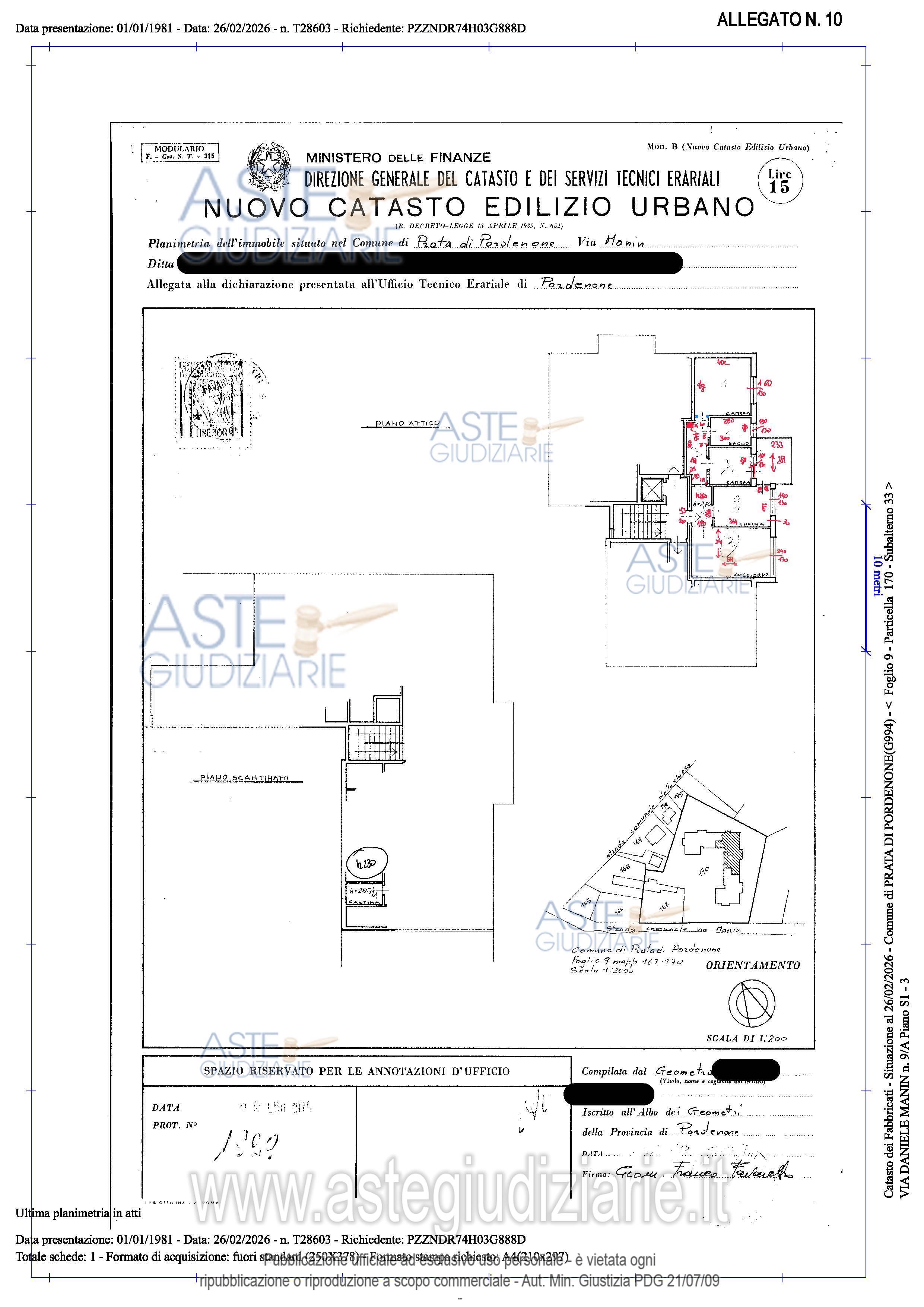 Planimetria del bene