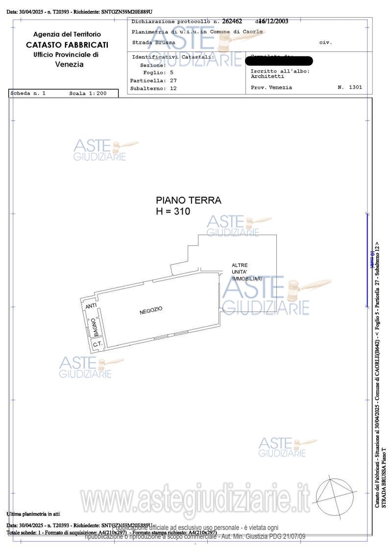 Planimetria del bene