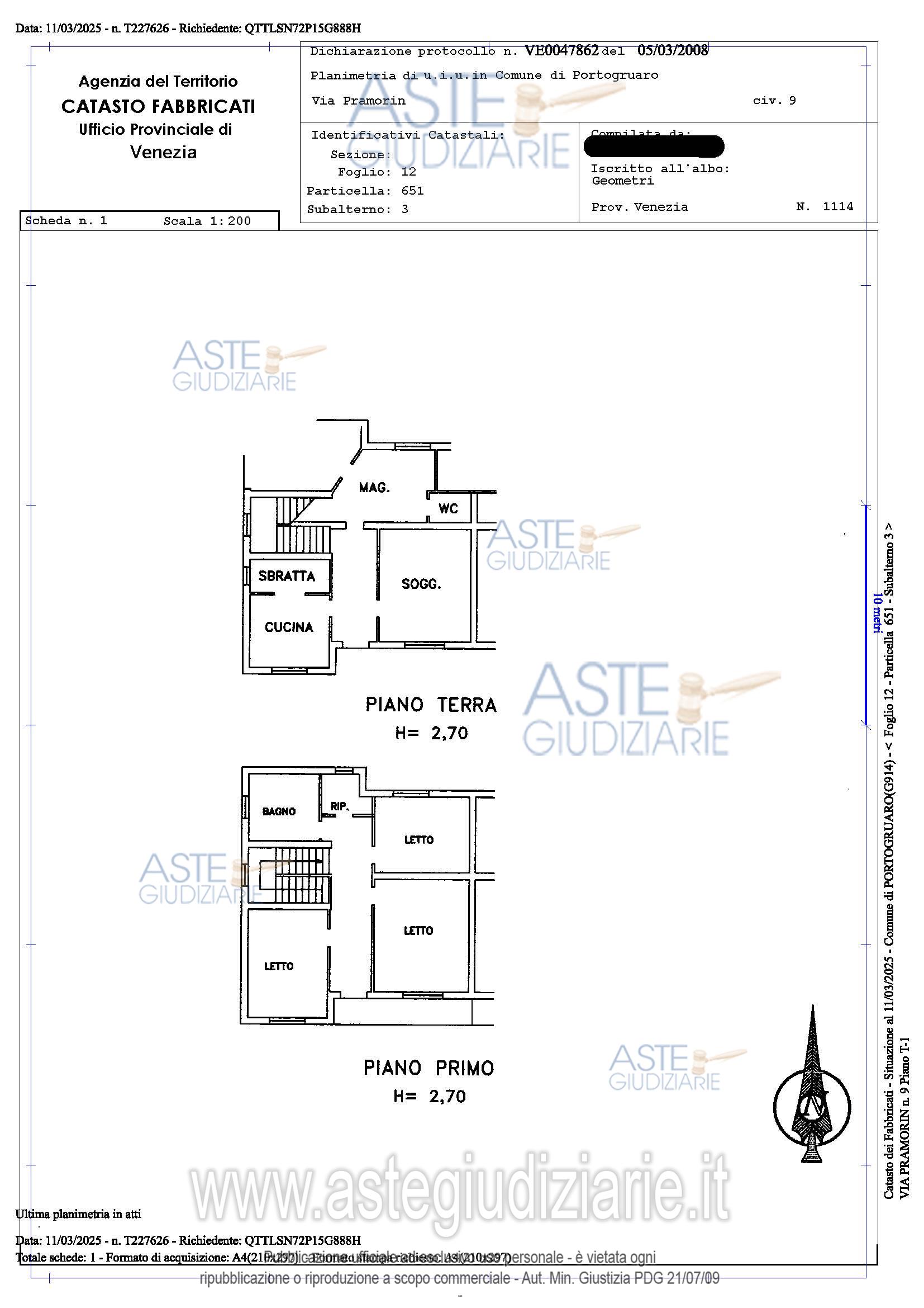 Planimetria del bene