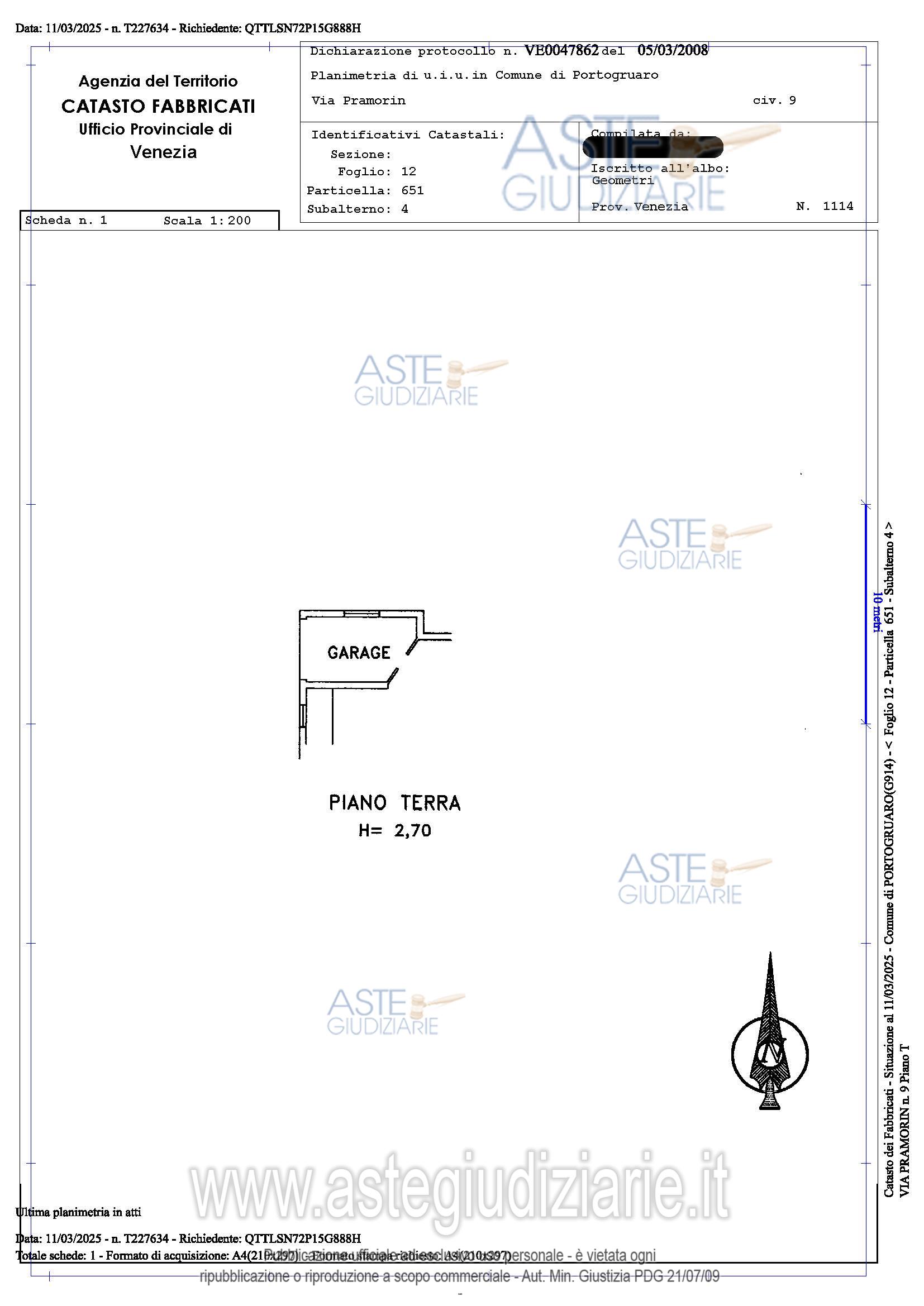 Planimetria del bene