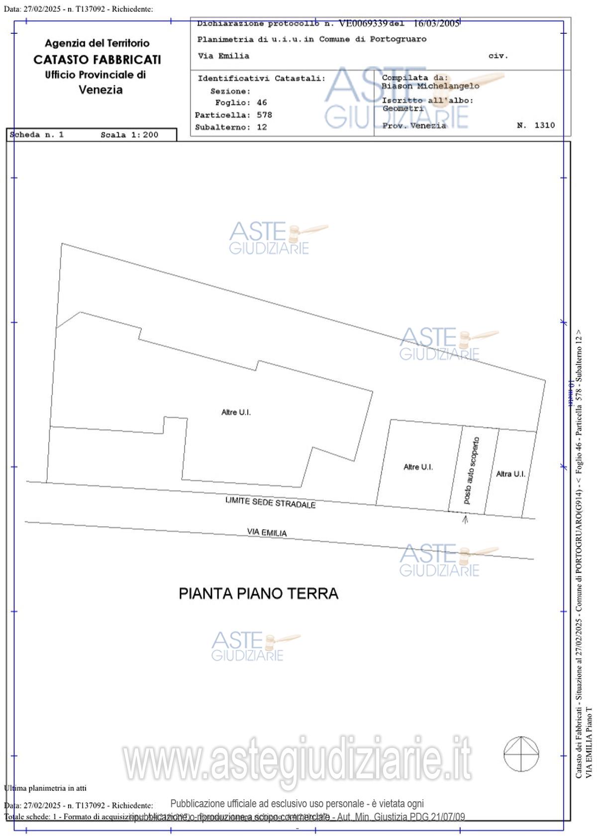 Planimetria del bene