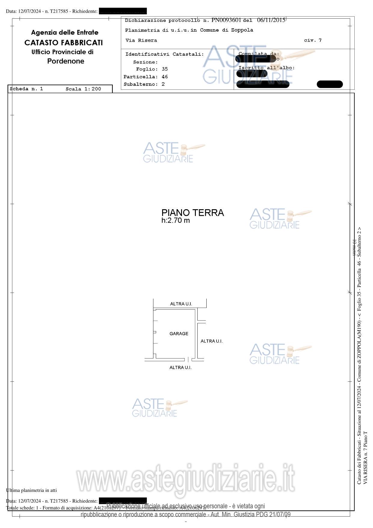 Planimetria del bene