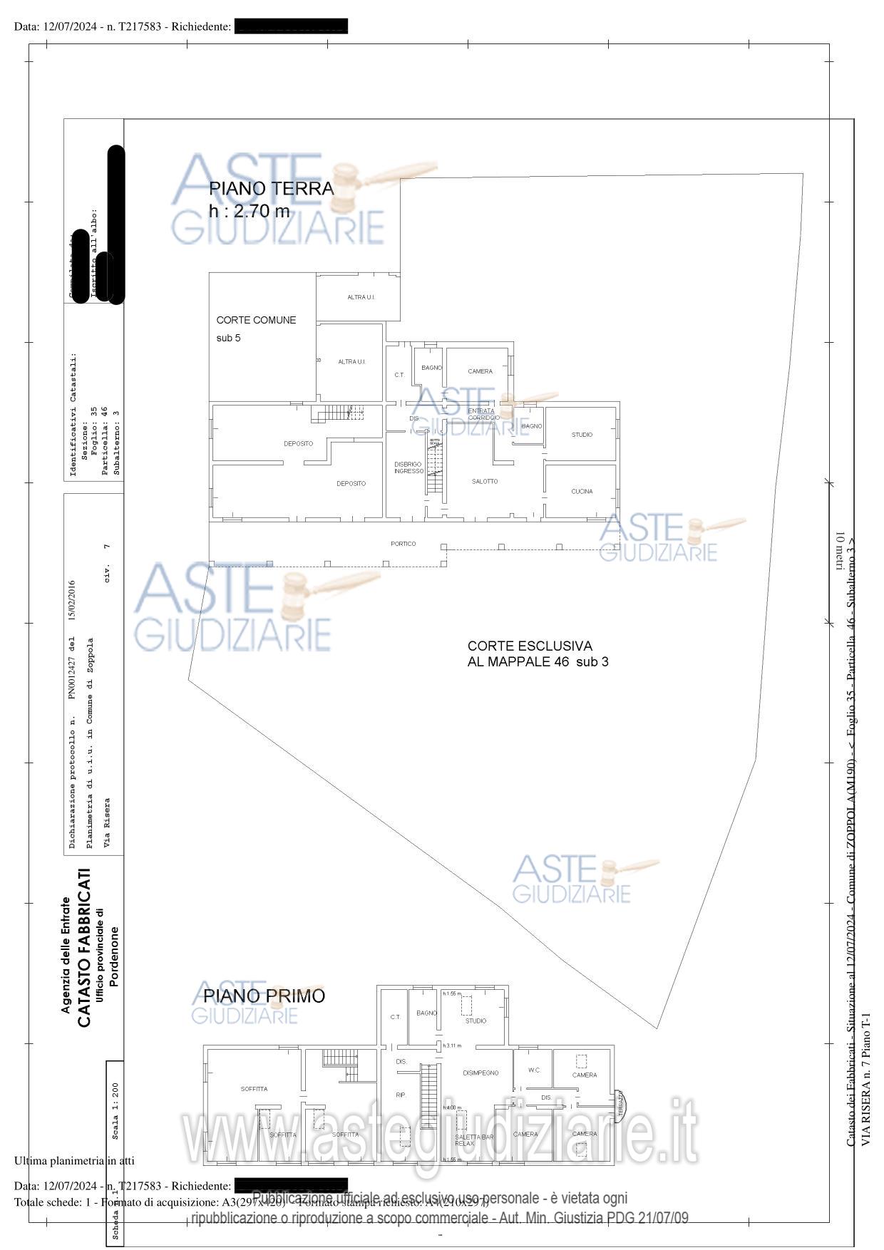 Planimetria del bene