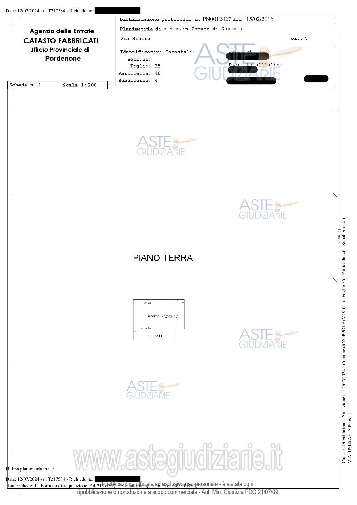 Planimetria del bene