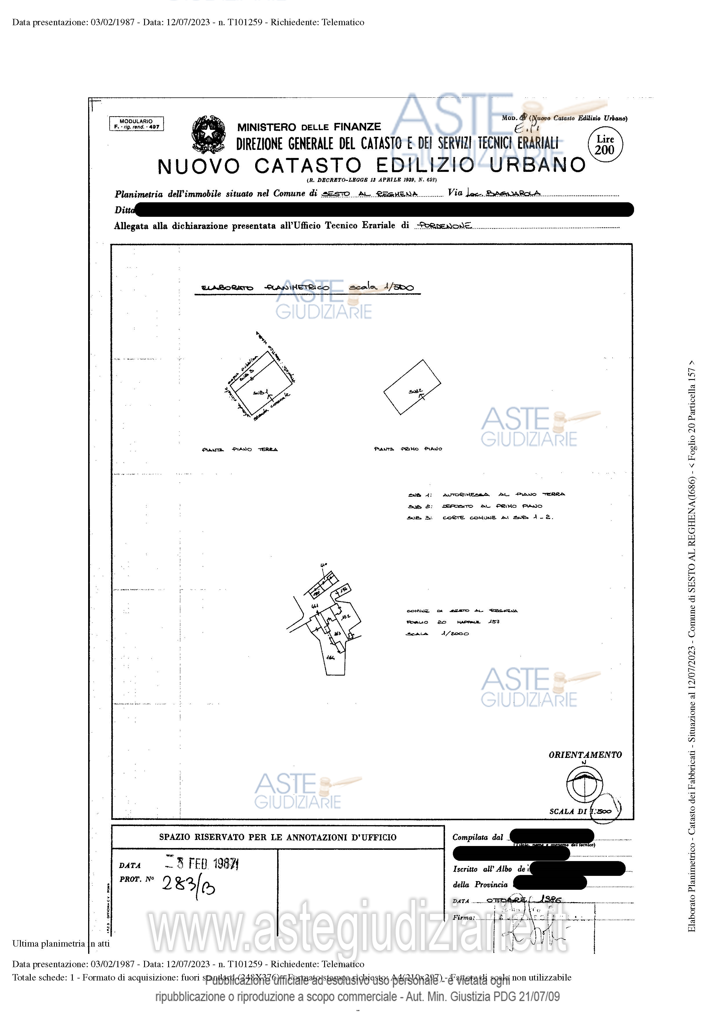 Planimetria del bene