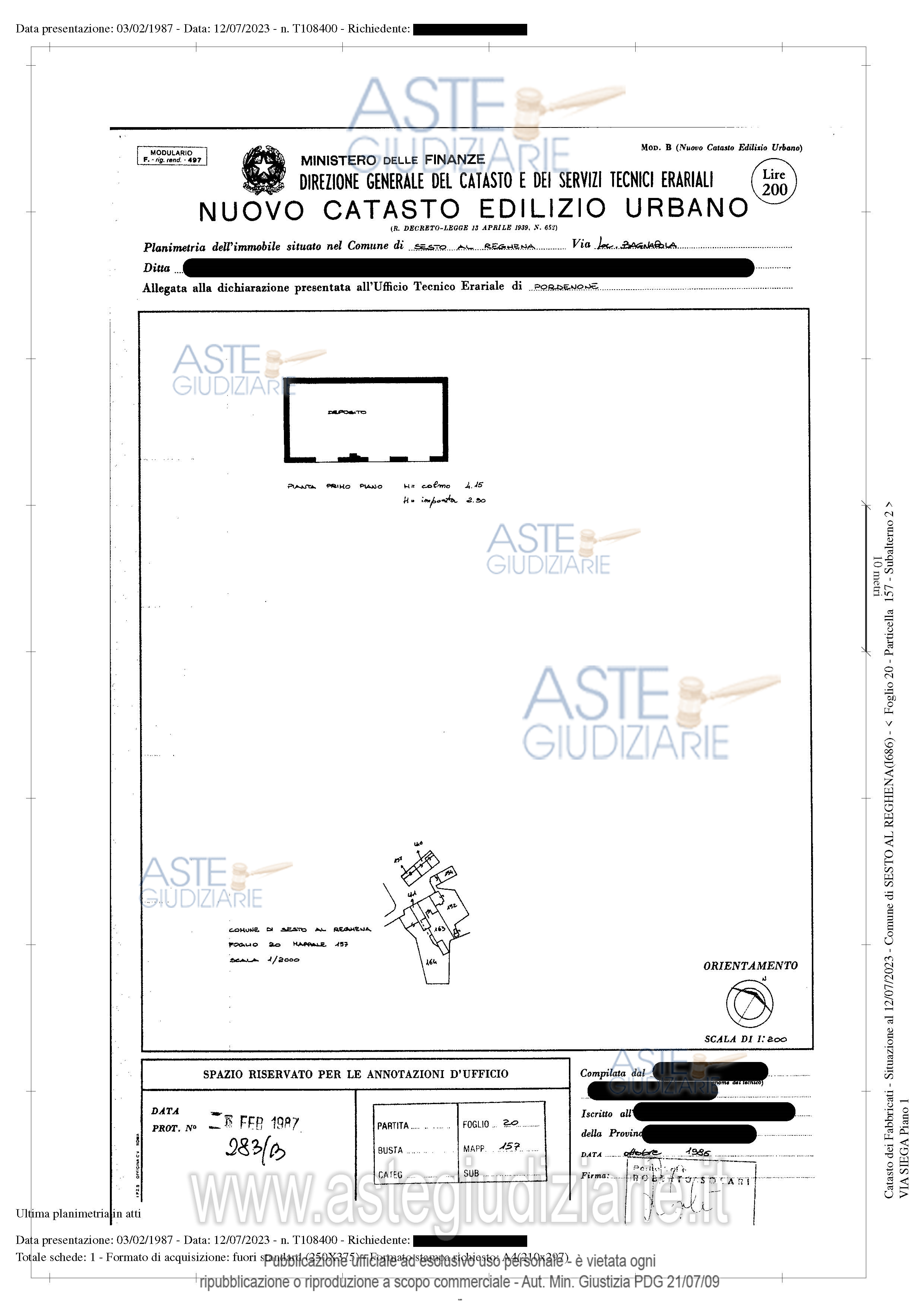 Planimetria del bene