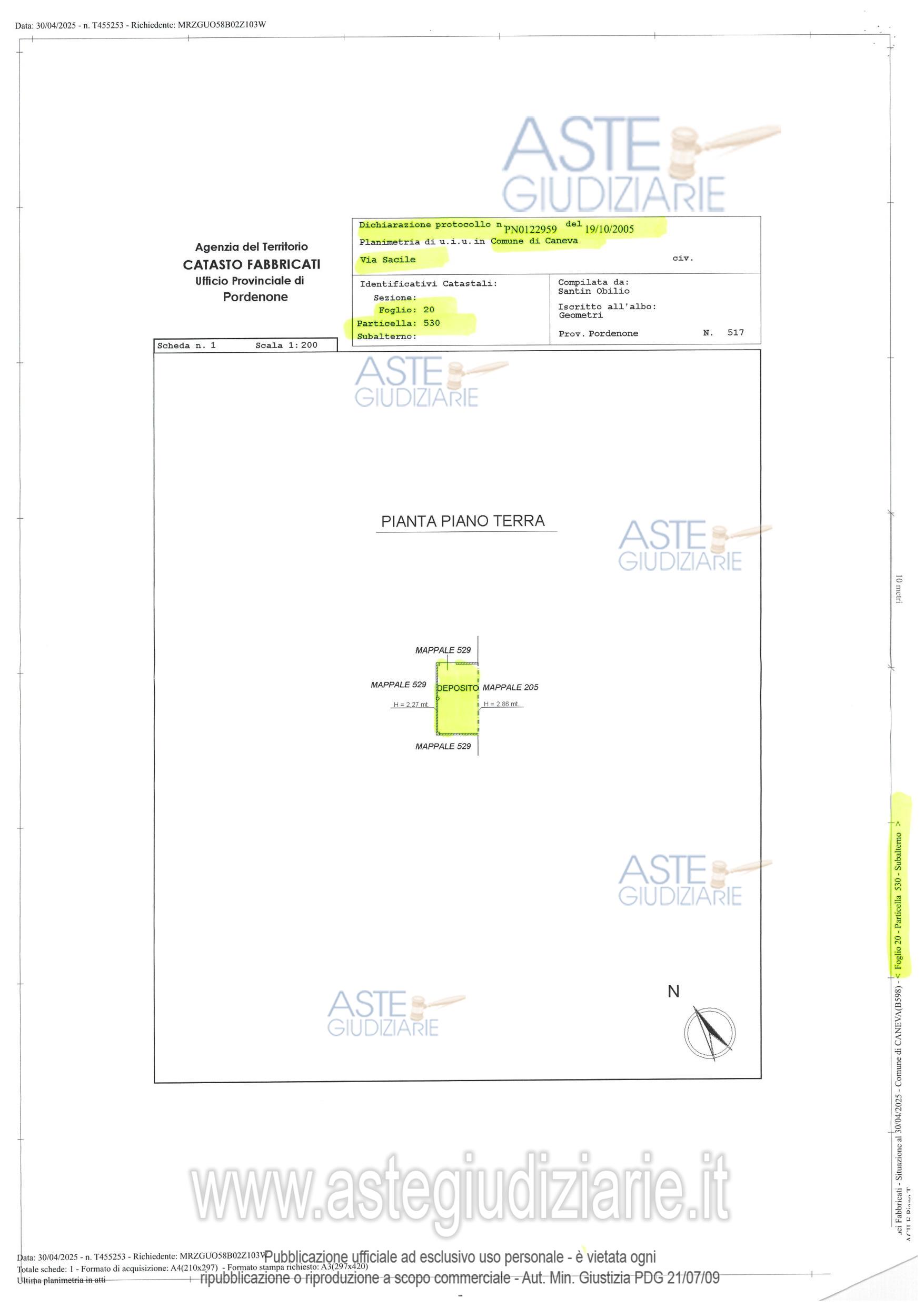 Planimetria del bene