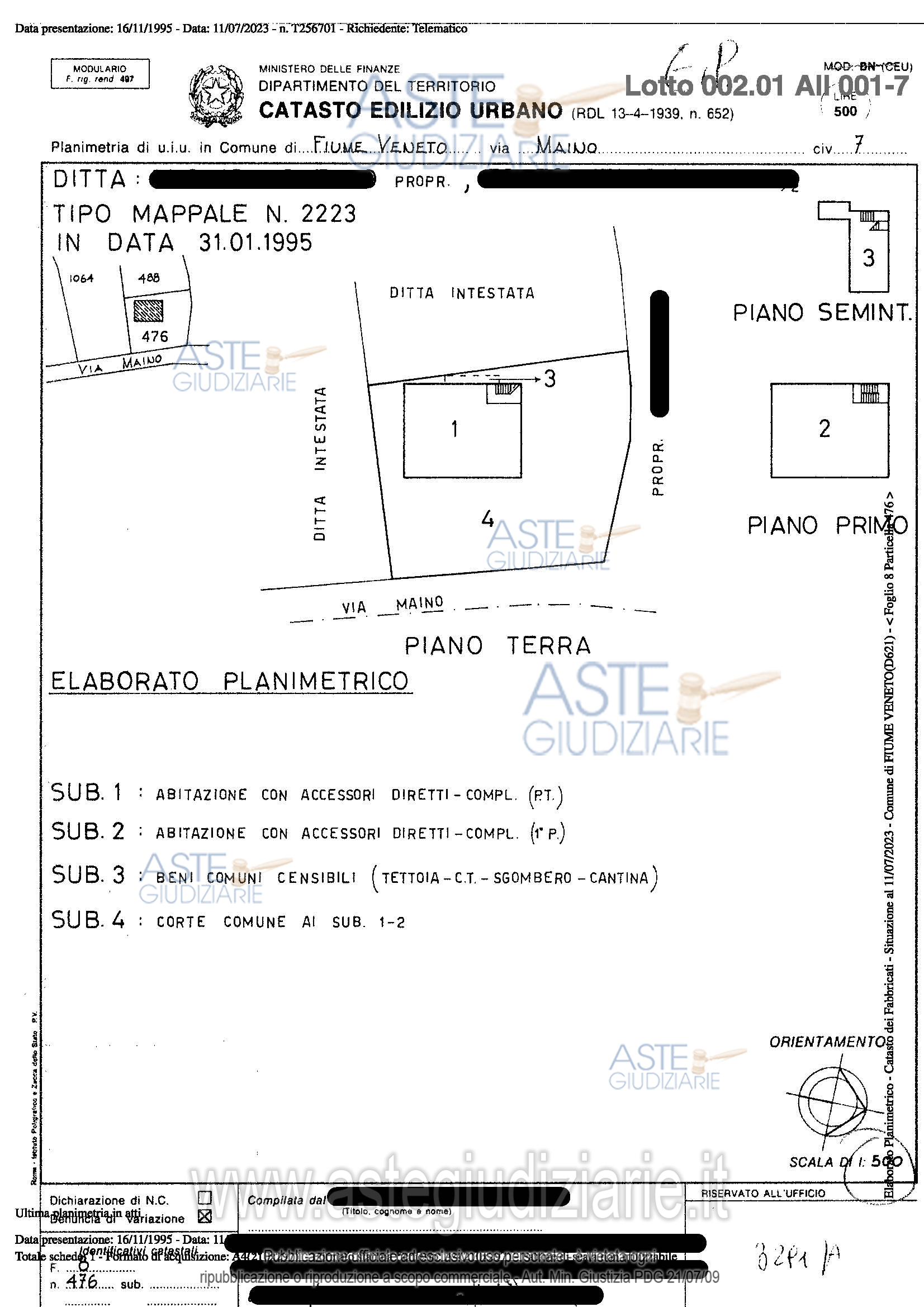 Planimetria del bene