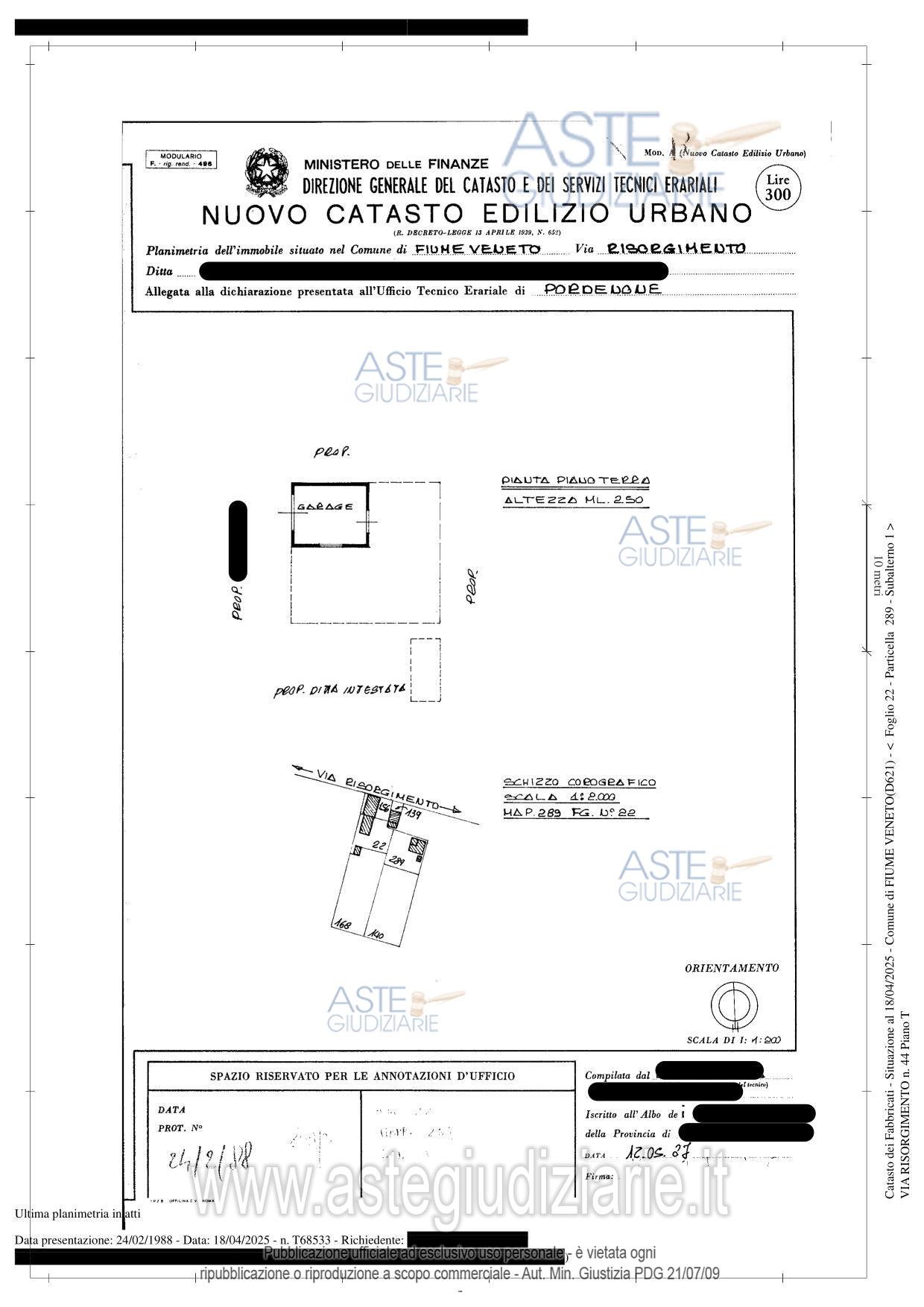 Planimetria del bene