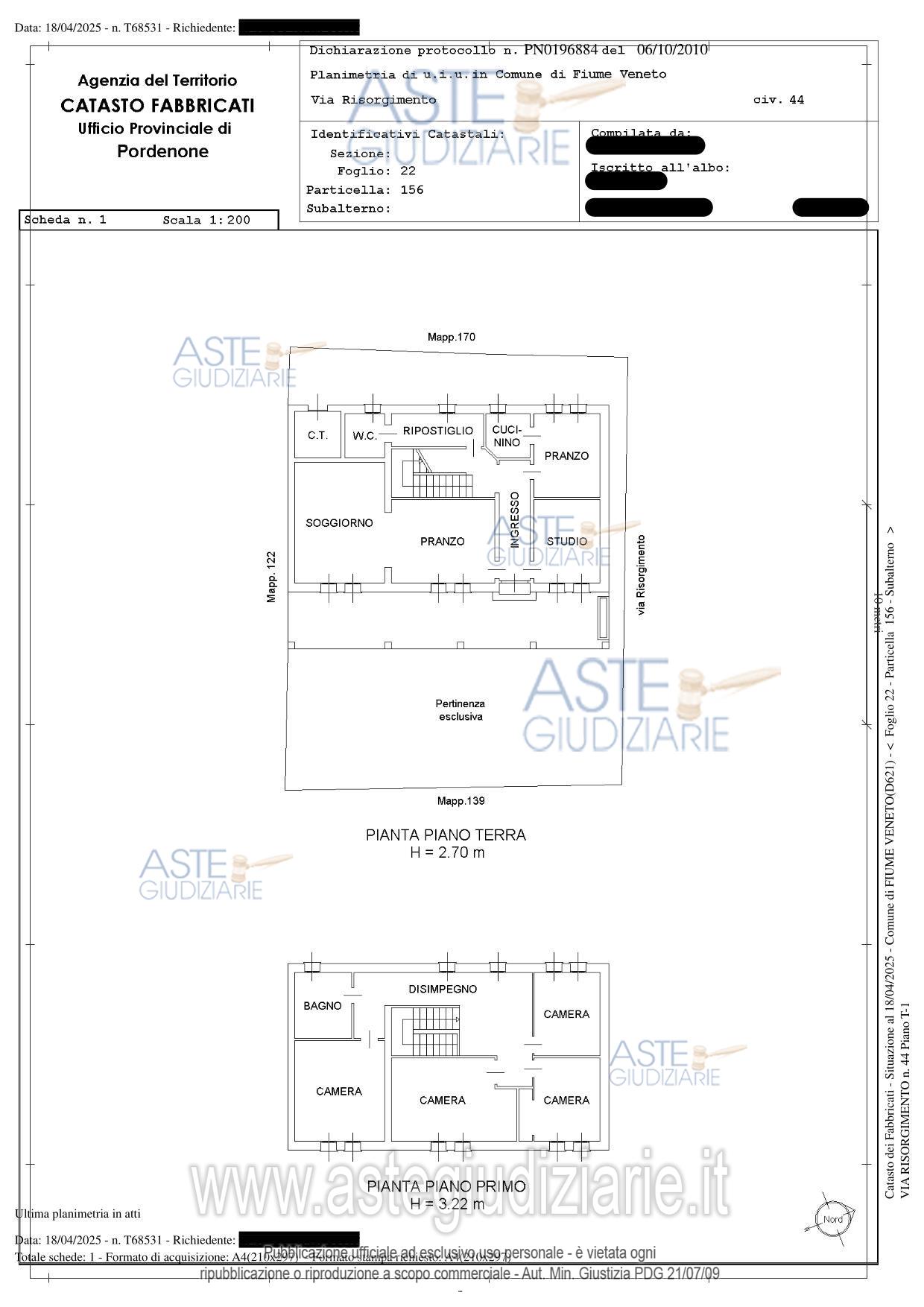 Planimetria del bene