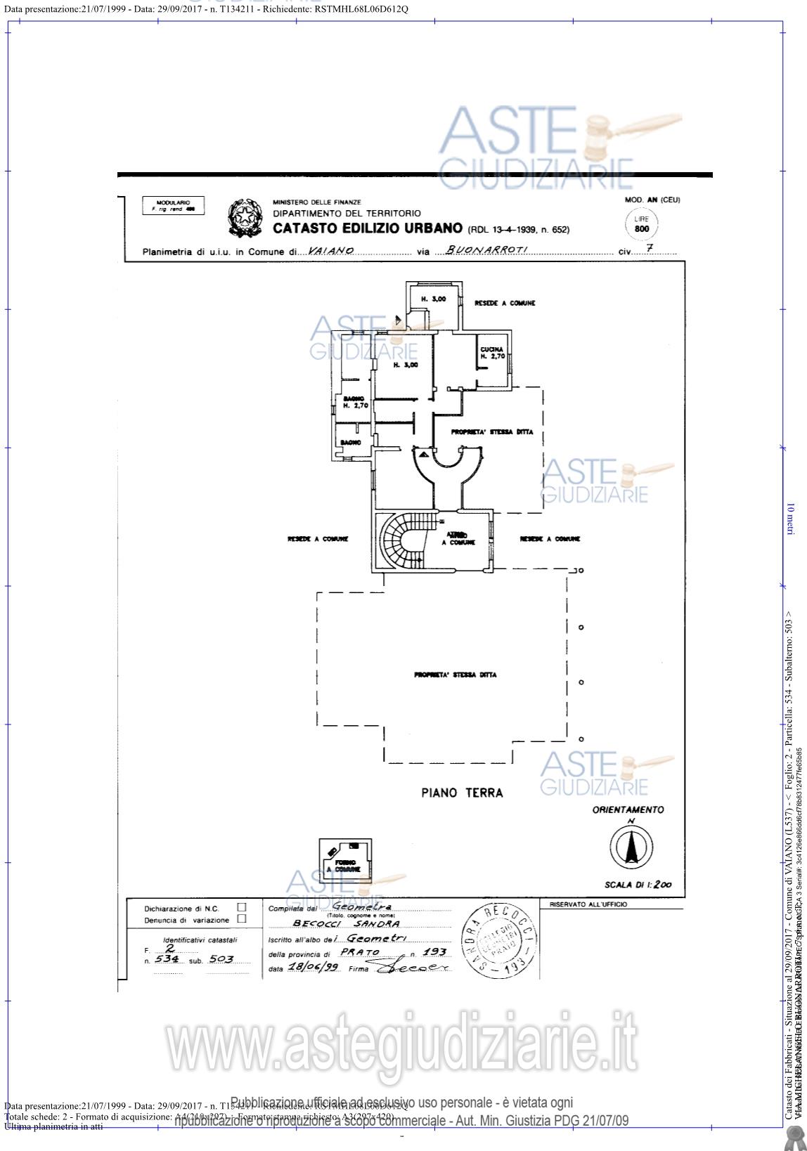 Planimetria del bene