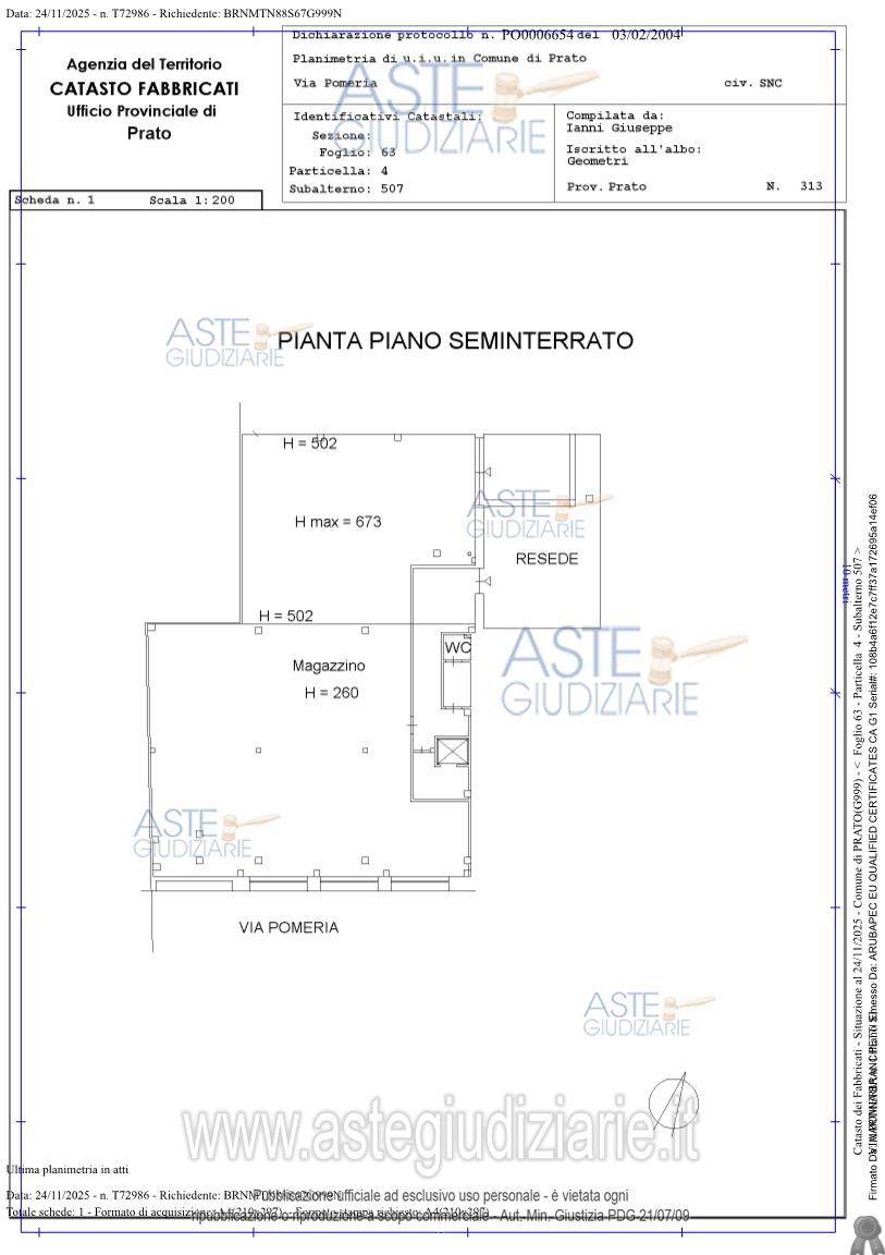 Planimetria del bene