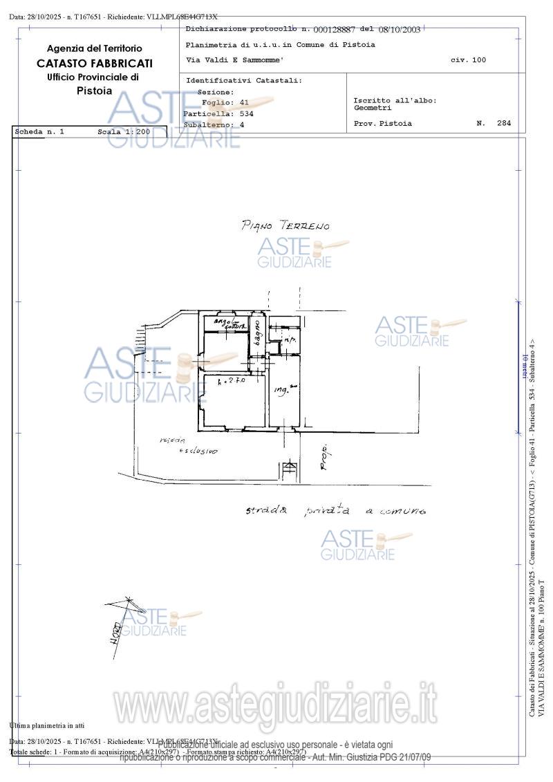 Planimetria del bene
