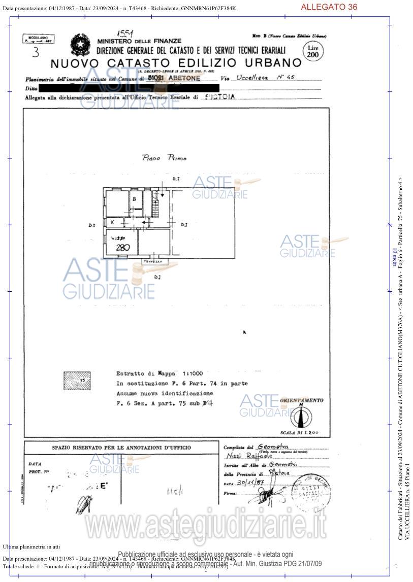 Planimetria del bene