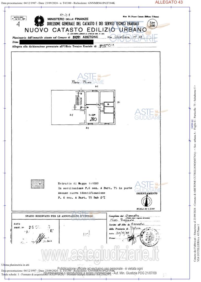 Planimetria del bene