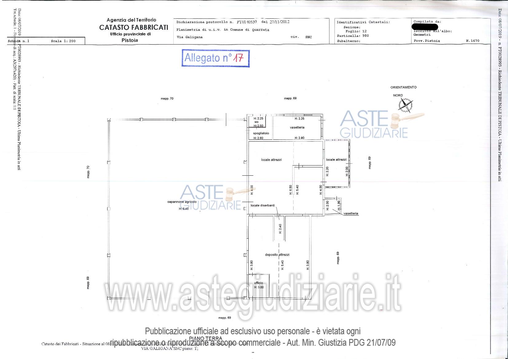 Planimetria del bene