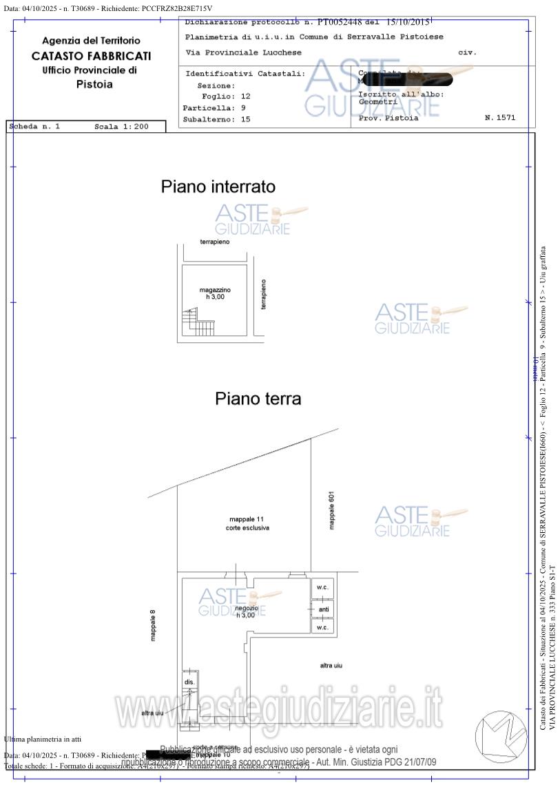 Planimetria del bene
