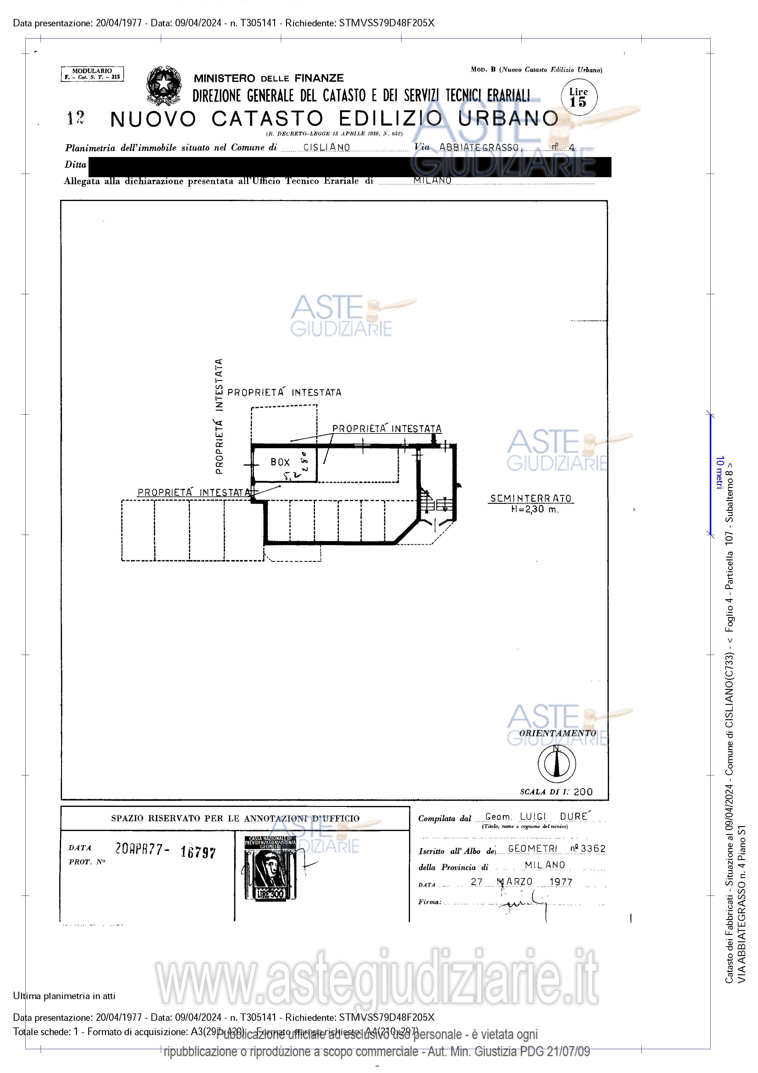 Planimetria del bene