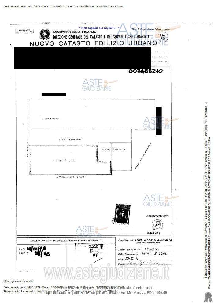 Planimetria del bene